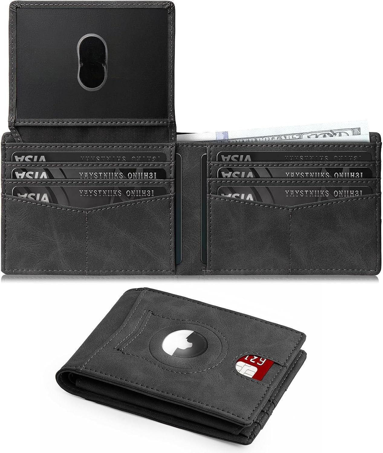 Slim AirTag Wallet for Men RFID Blocking Carbon Fiber Bifold