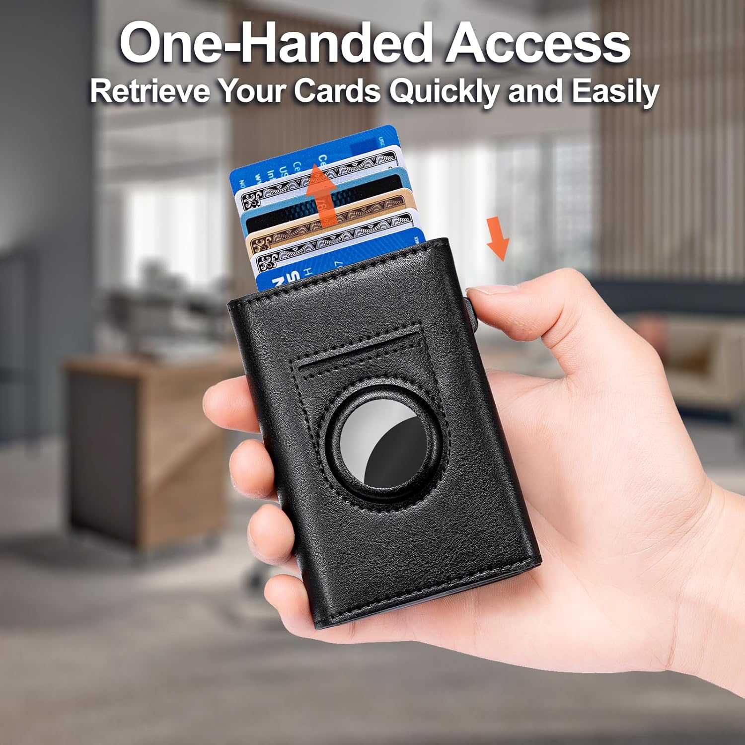 Slim AirTag Wallet for Men – RFID Blocking Leather Bifold with Pop - Up Card Holder & Money Clip, Minimalist Front Pocket Design - Abbycart