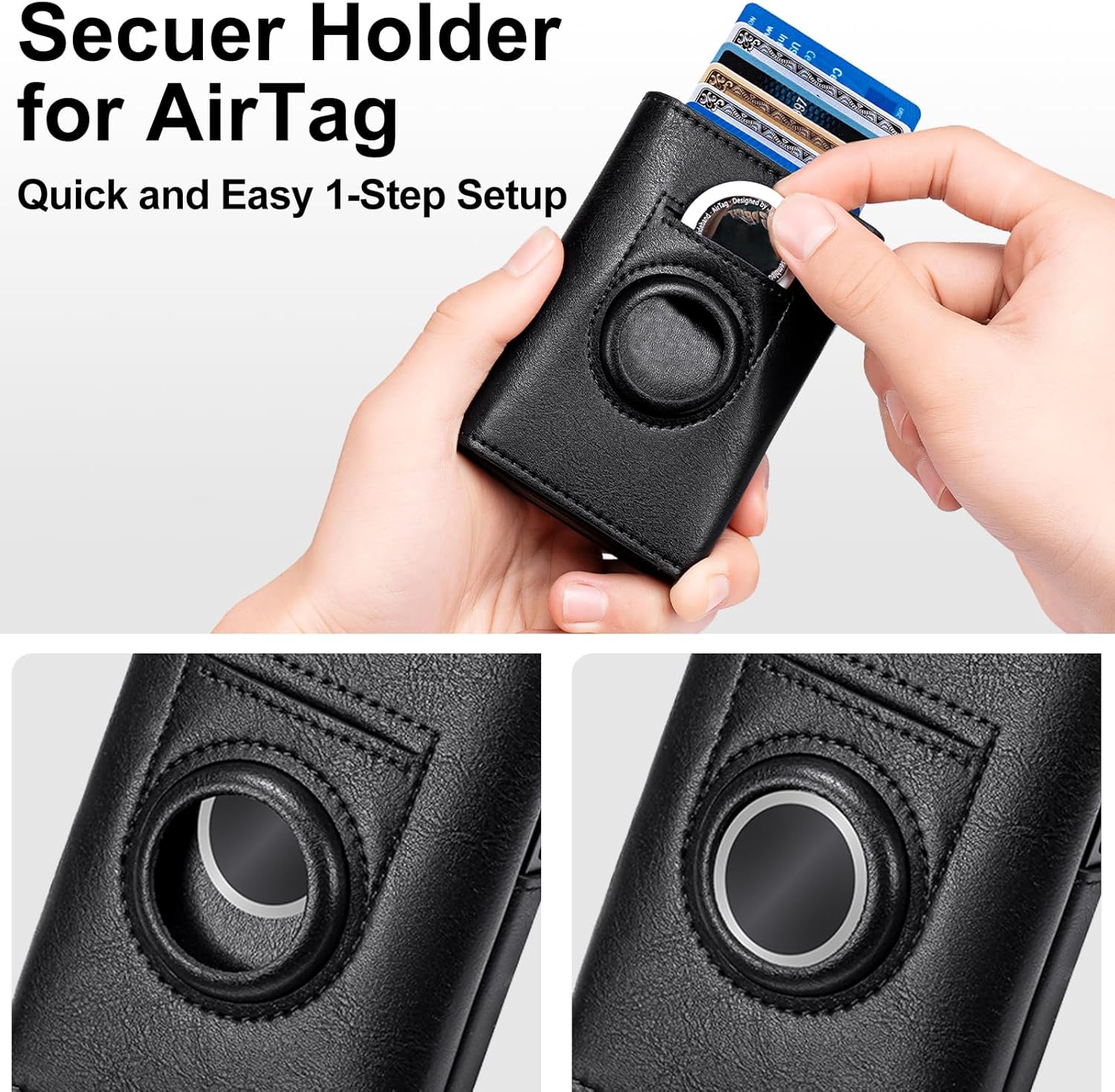 Slim AirTag Wallet for Men – RFID Blocking Leather Bifold with Pop - Up Card Holder & Money Clip, Minimalist Front Pocket Design - Abbycart