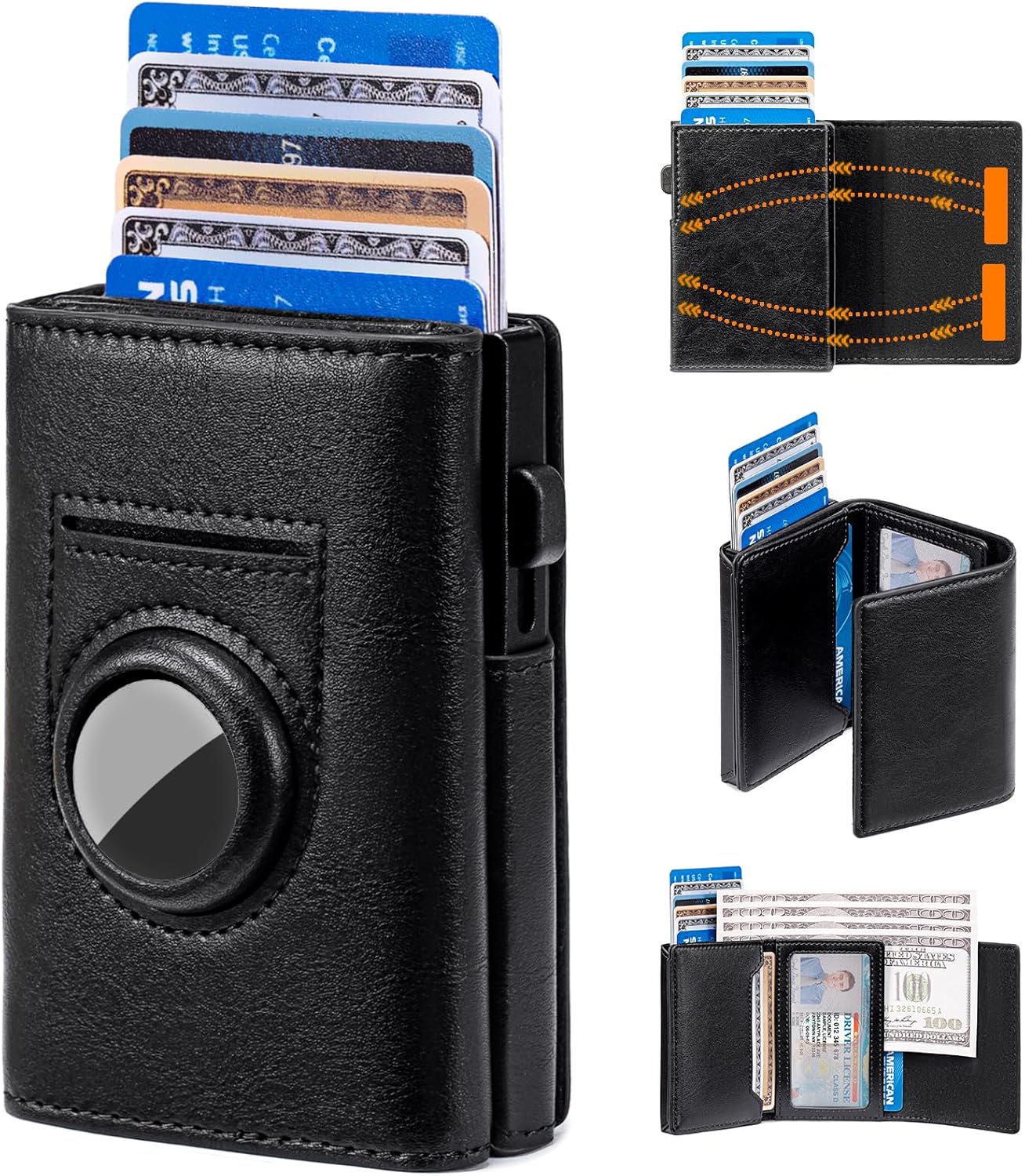 Slim AirTag Wallet for Men – RFID Blocking Leather Bifold with Pop - Up Card Holder & Money Clip, Minimalist Front Pocket Design - Abbycart