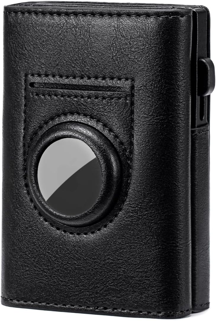 Slim AirTag Wallet for Men – RFID Blocking Leather Bifold with Pop - Up Card Holder & Money Clip, Minimalist Front Pocket Design - Abbycart