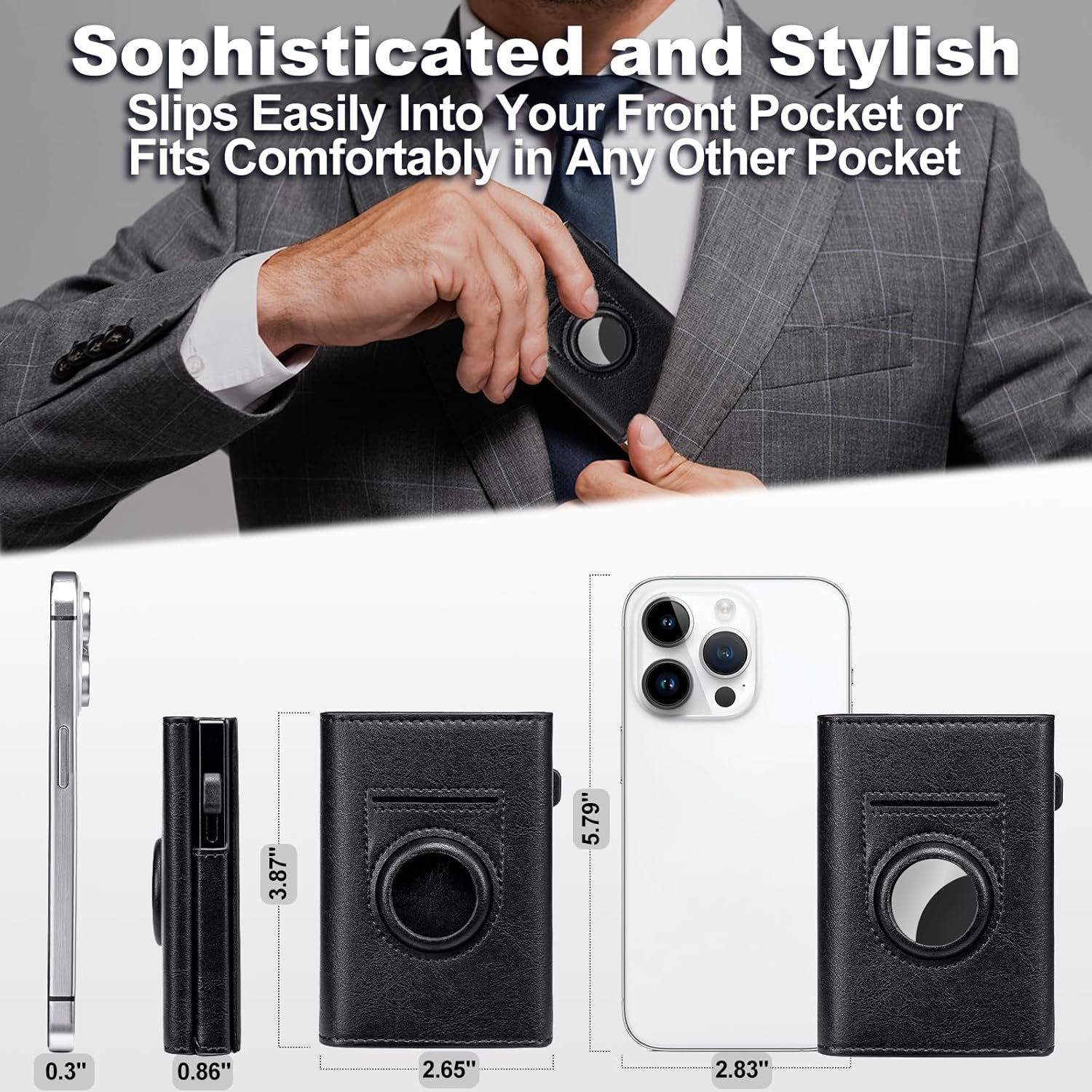 Slim AirTag Wallet for Men – RFID Blocking Leather Bifold with Pop - Up Card Holder & Money Clip, Minimalist Front Pocket Design - Abbycart