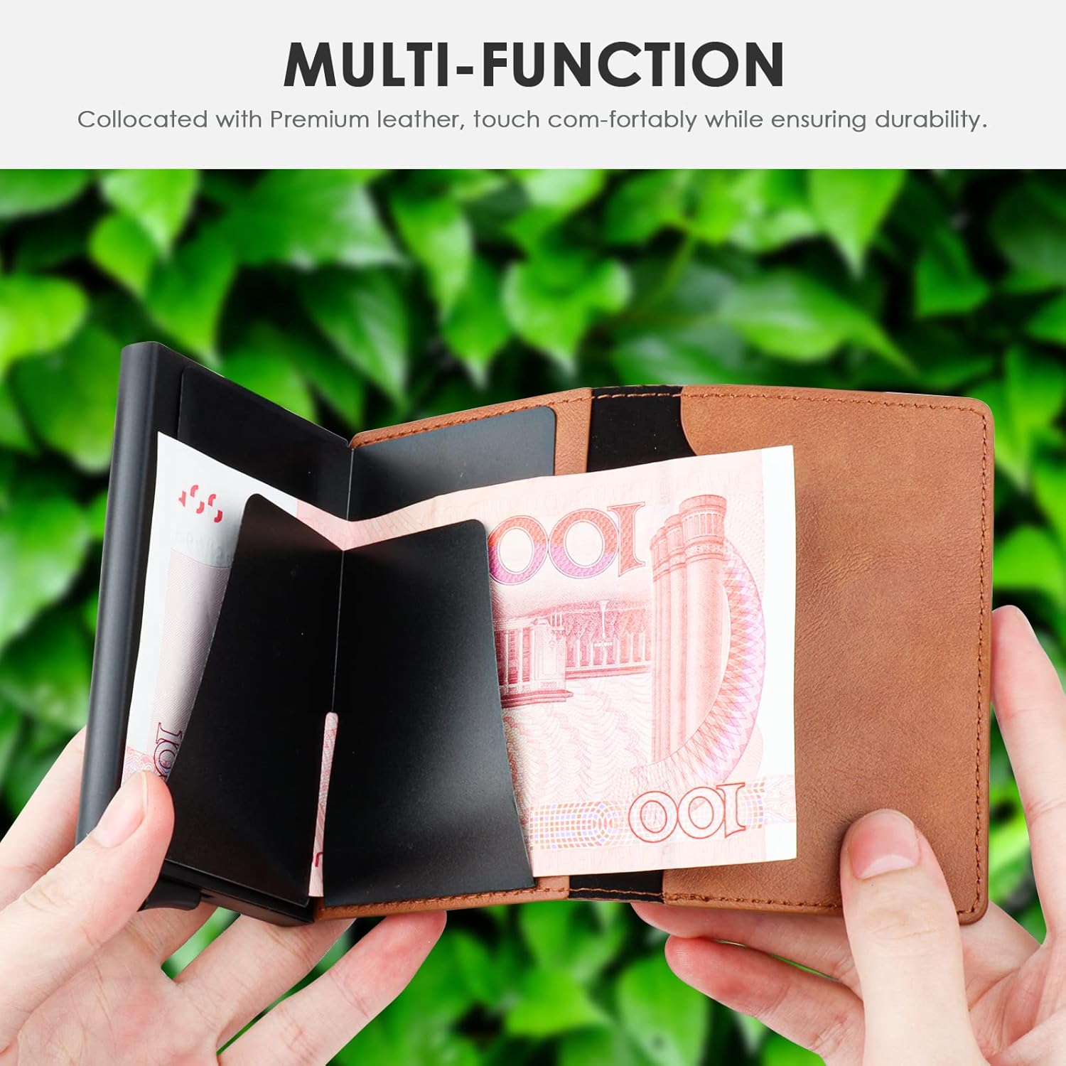 Slim AirTag Wallet for Men – RFID Blocking Leather Credit Card Holder with Quick Access Pop - Up Feature - Abbycart