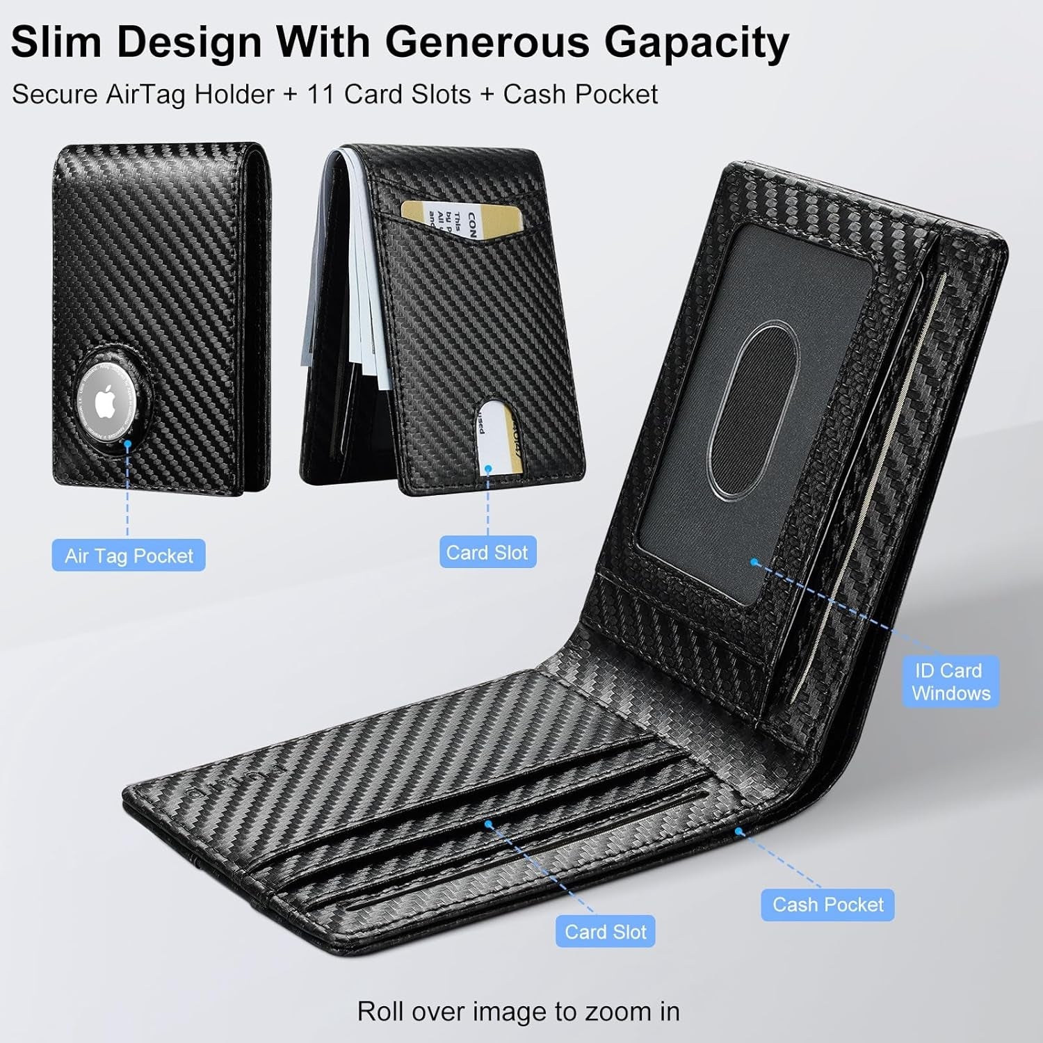 Slim AirTag Wallet for Men – RFID Blocking Minimalist Bifold - Abbycart