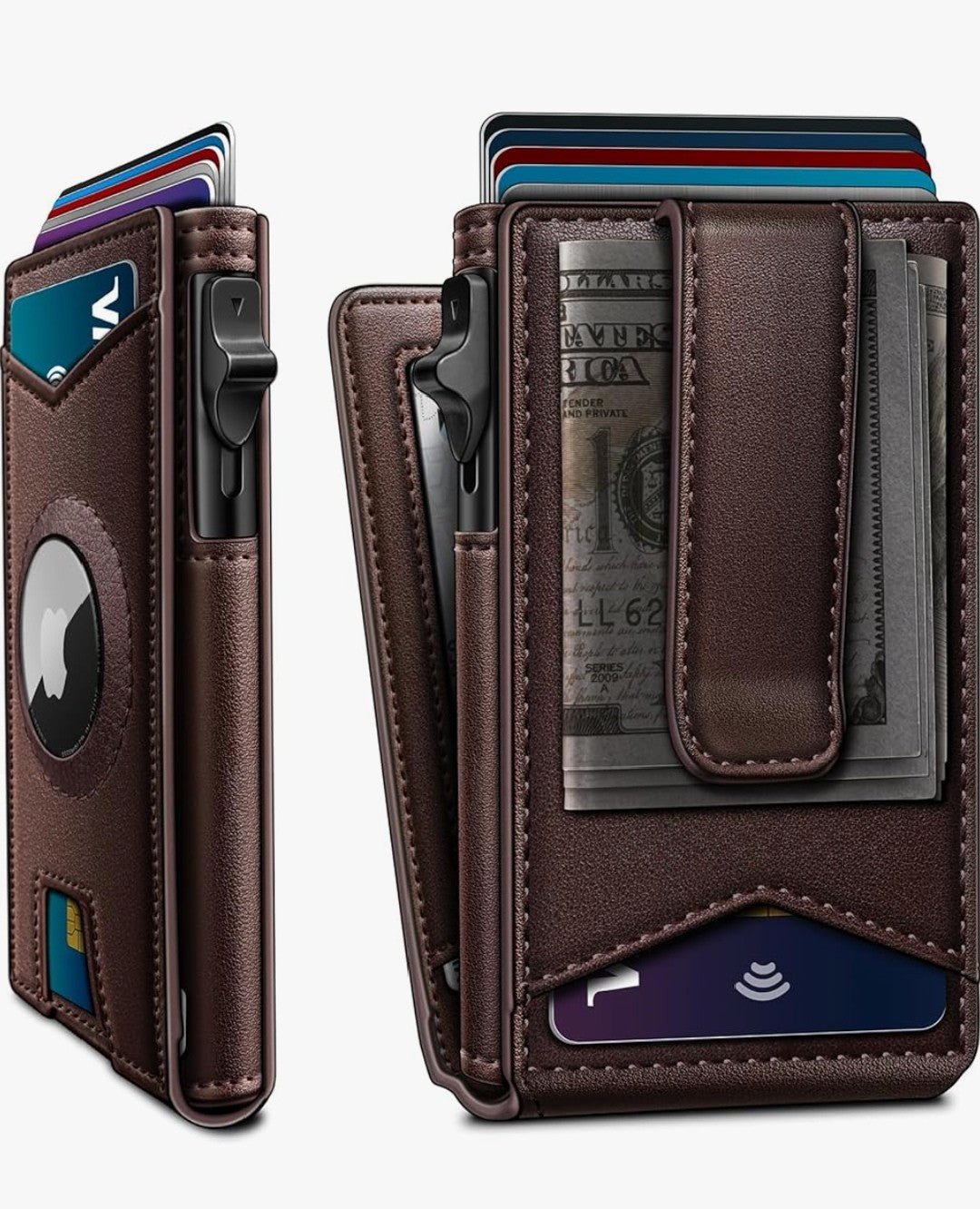 Slim AirTag Wallet for Men – RFID Blocking & Money Clip
