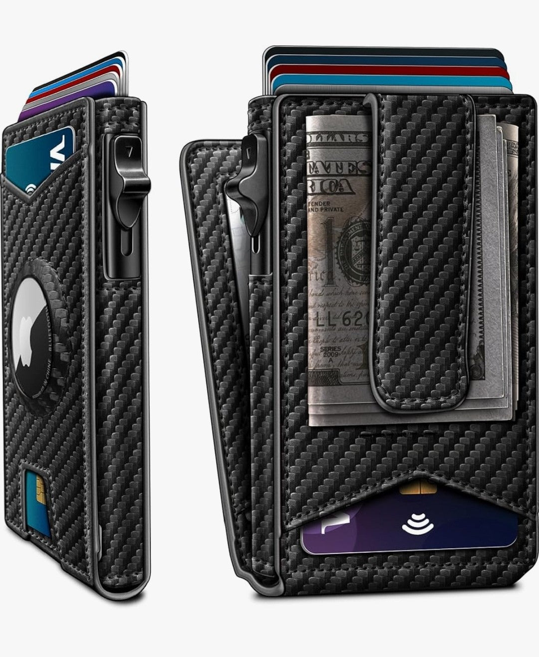 Slim AirTag Wallet for Men – RFID Blocking & Money Clip