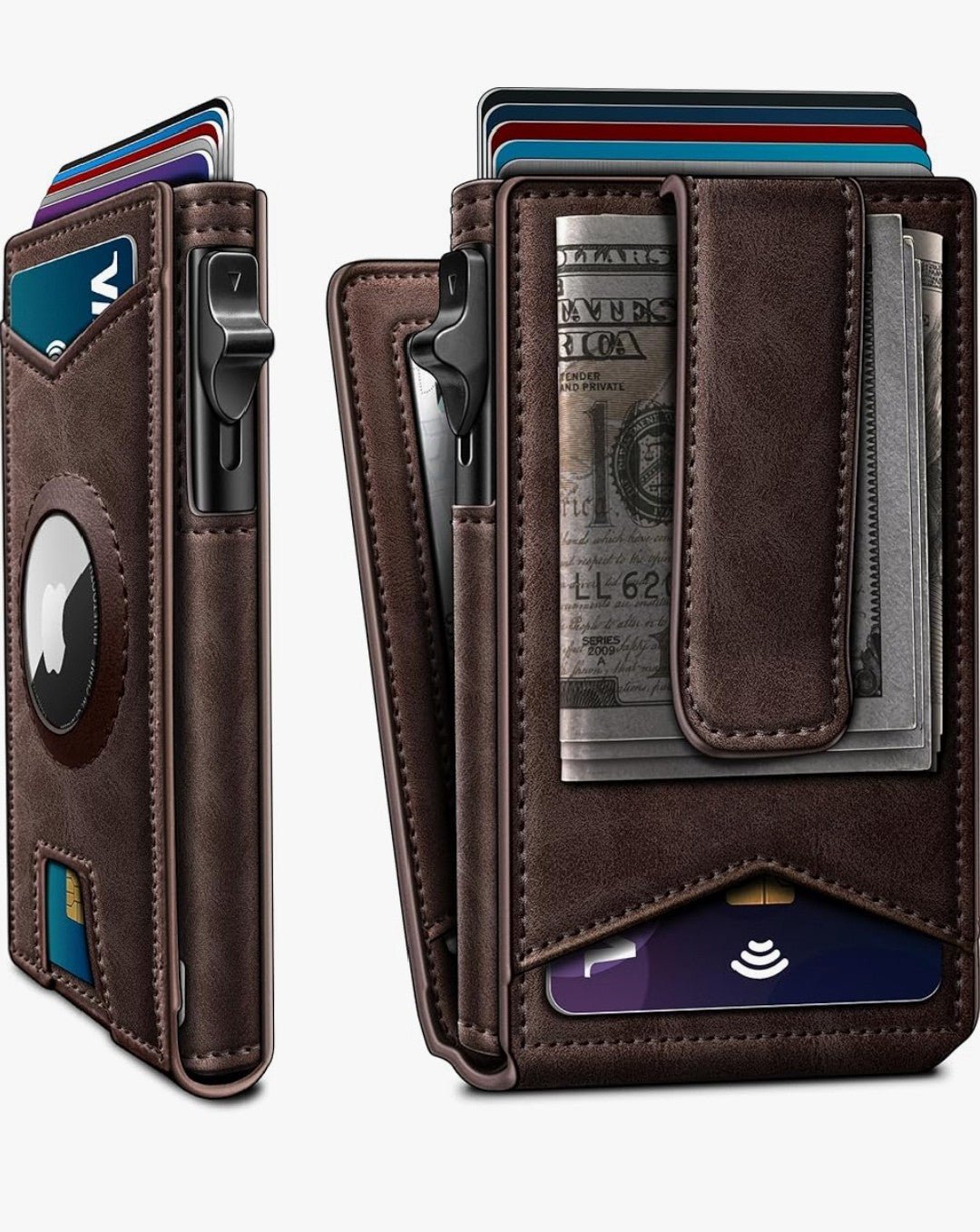 Slim AirTag Wallet for Men – RFID Blocking & Money Clip