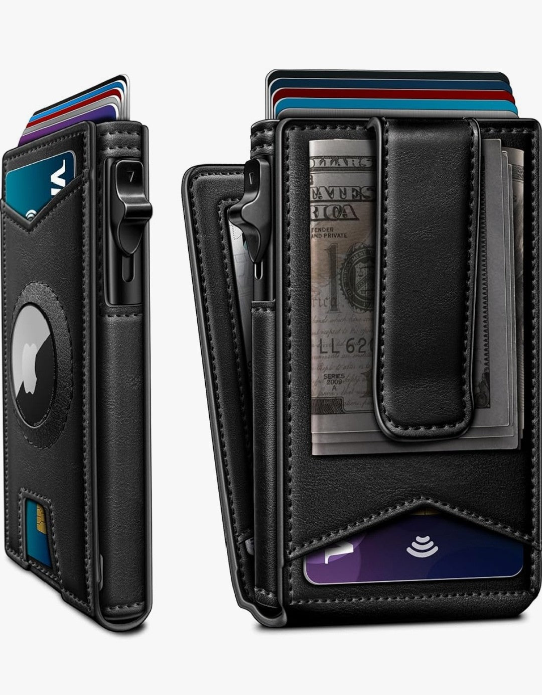 Slim AirTag Wallet for Men – RFID Blocking & Money Clip