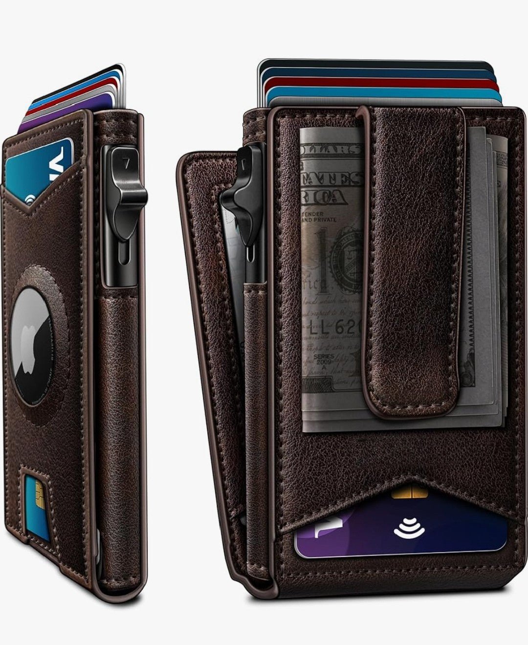 Slim AirTag Wallet for Men – RFID Blocking & Money Clip