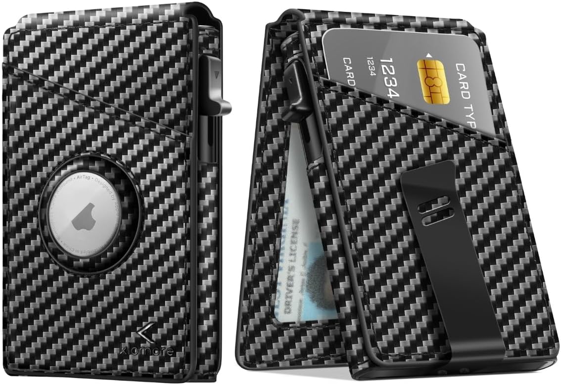 Slim AirTag Wallet for Men – RFID Blocking, Money Clip & Pop - Up Card Holder - Abbycart
