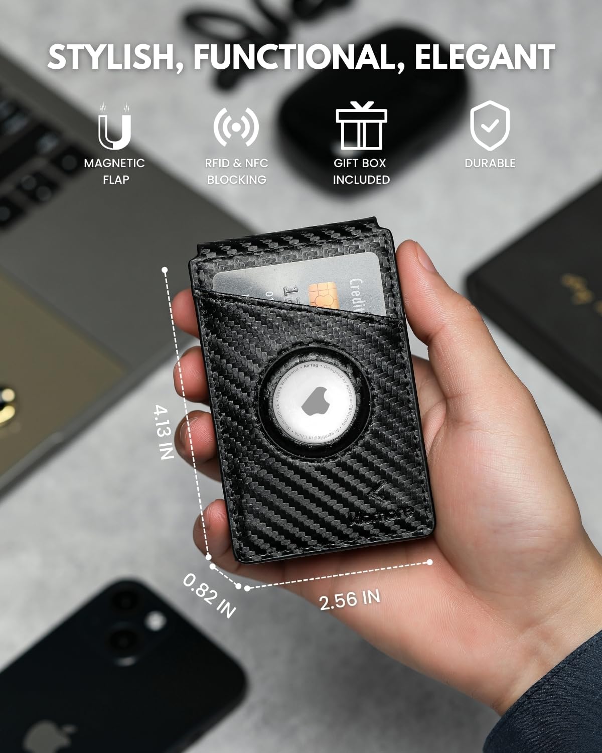 Slim AirTag Wallet for Men – RFID Blocking, Money Clip & Pop - Up Card Holder - Abbycart