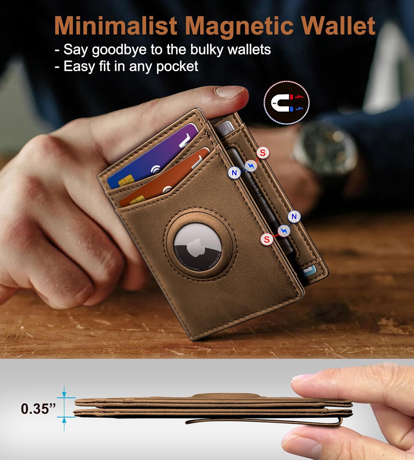 Slim AirTag Wallet for Men with RFID & Money Clip - Abbycart