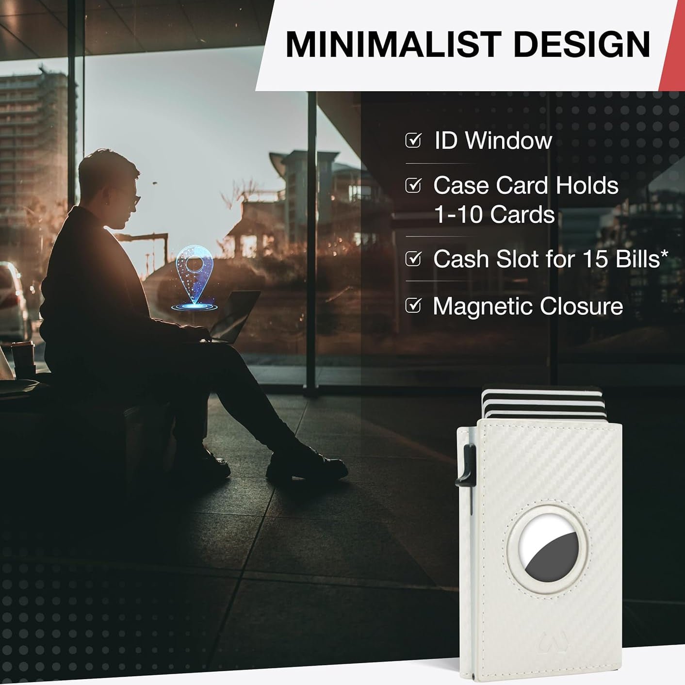 Slim Carbon Fiber AirTag Wallet for Men – RFID Blocking Minimalist Design - Abbycart