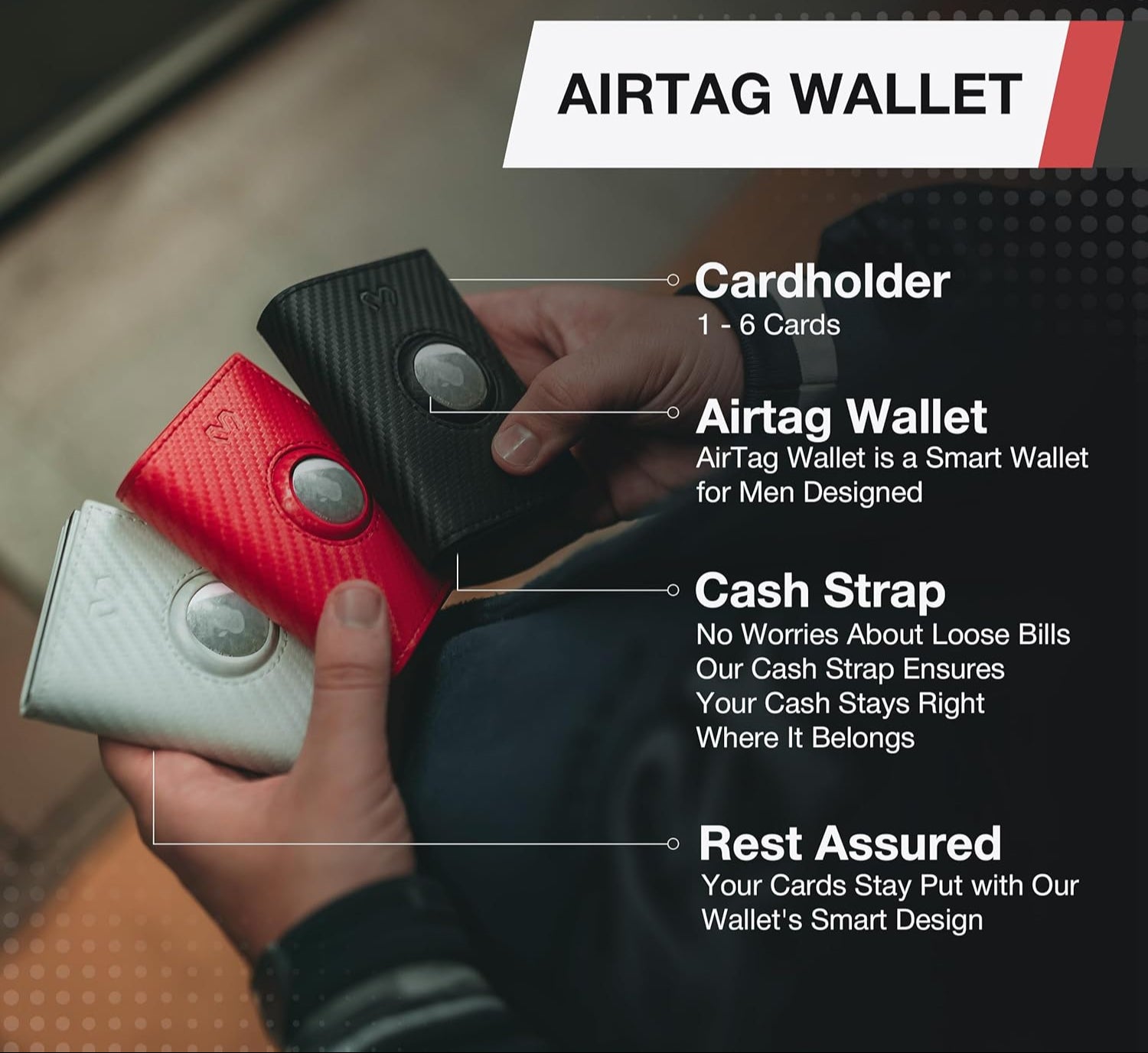 Slim Carbon Fiber AirTag Wallet for Men – RFID Blocking Minimalist Design - Abbycart