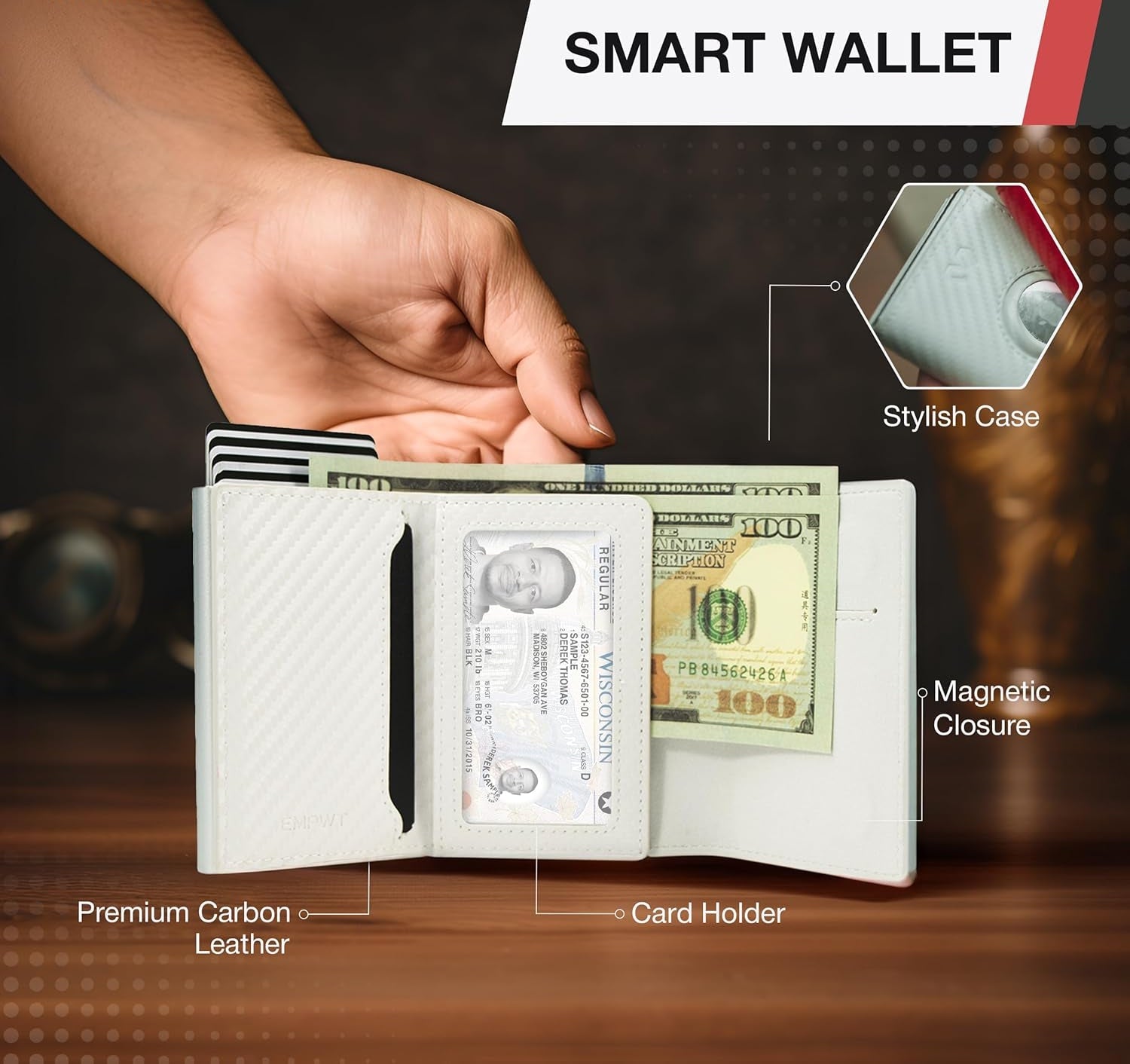 Slim Carbon Fiber AirTag Wallet for Men – RFID Blocking Minimalist Design - Abbycart