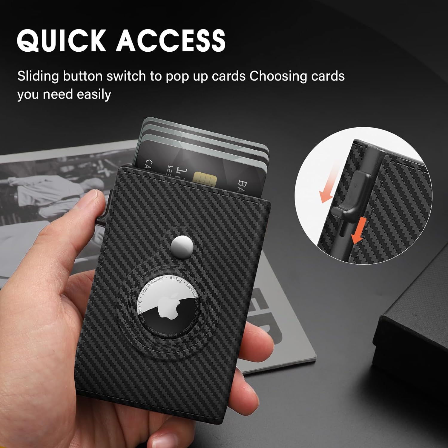 Slim Genuine Leather AirTag Wallet for Men with RFID Blocking - Abbycart