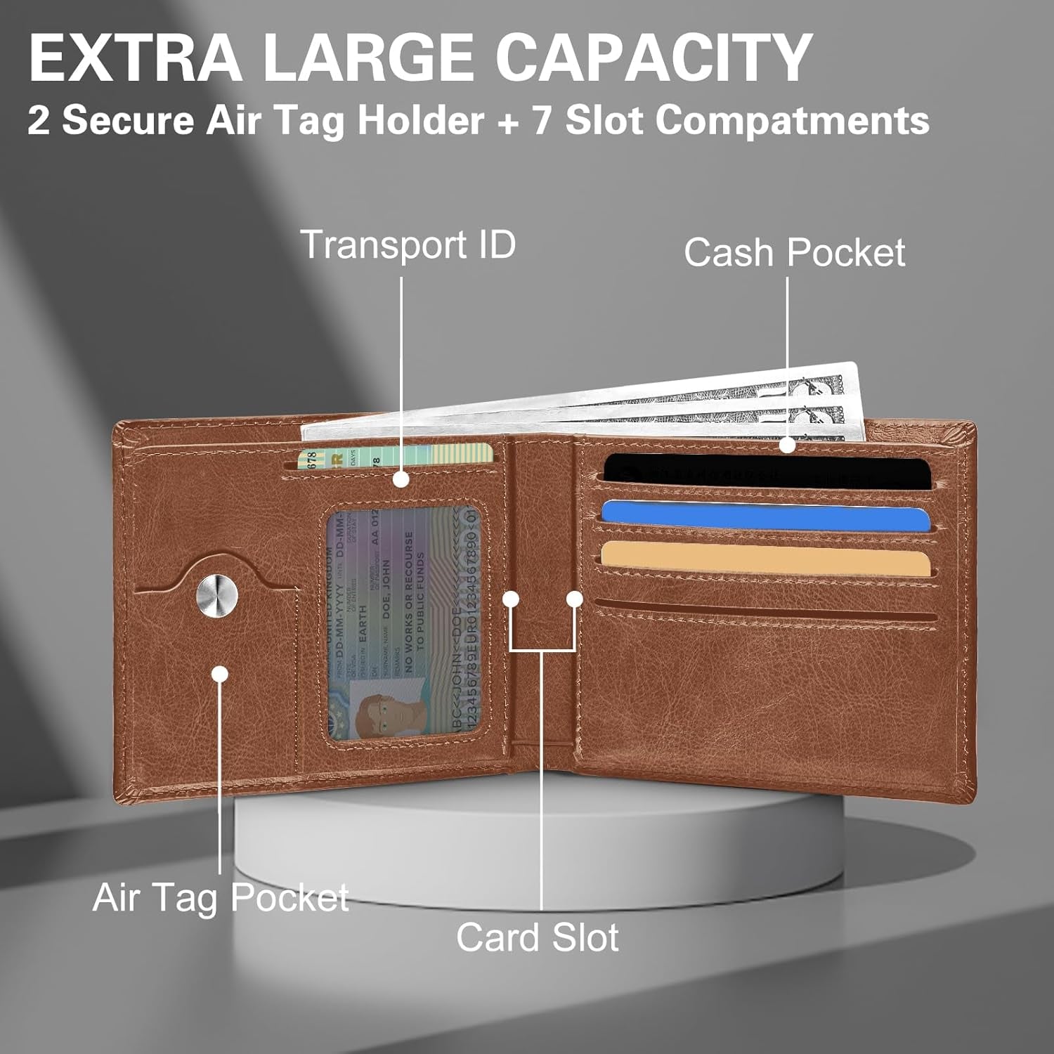 Slim Leather AirTag Wallet for Men – RFID Blocking Minimalist Design, Premium Leather Wallet with AirTag Holder, Perfect for Everyday Use - Abbycart