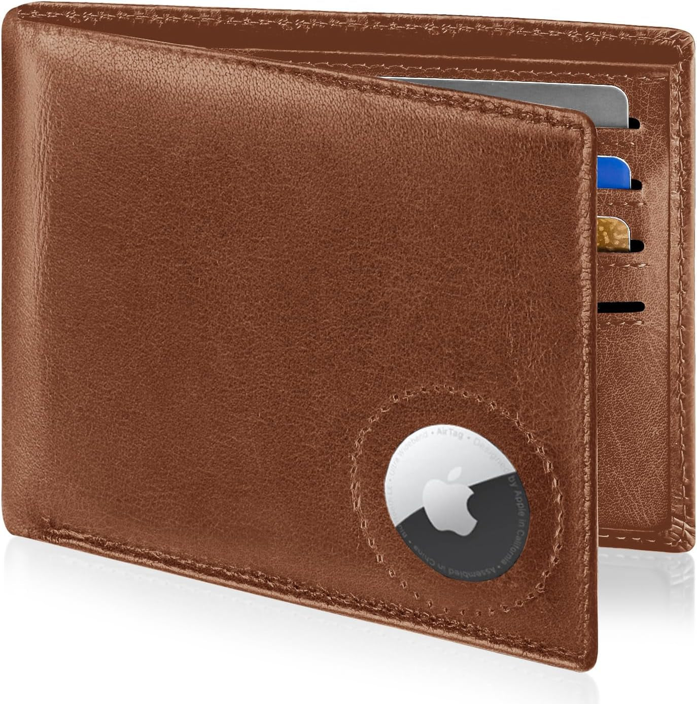 Slim Leather AirTag Wallet for Men – RFID Blocking Minimalist Design, Premium Leather Wallet with AirTag Holder, Perfect for Everyday Use - Abbycart