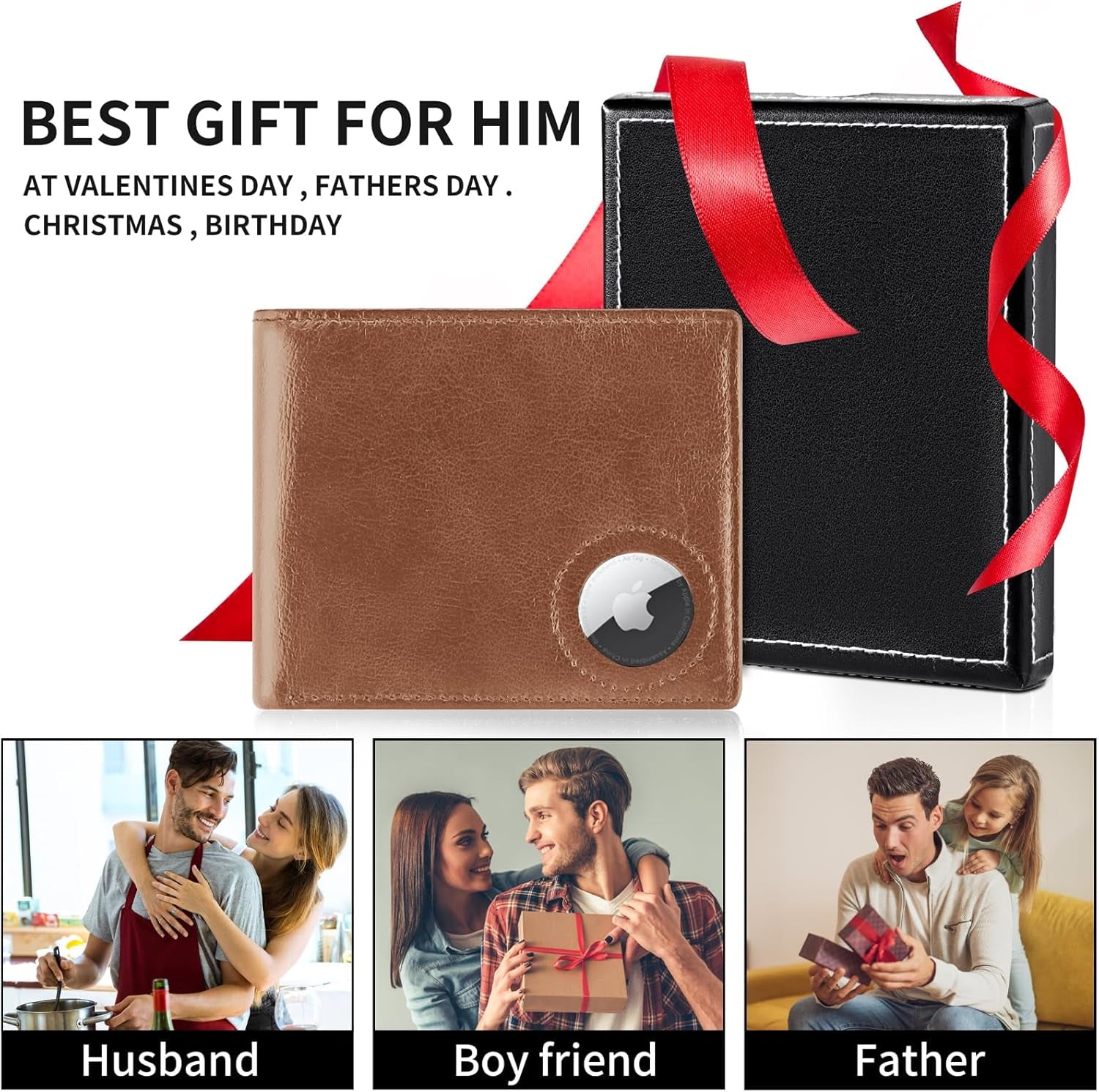 Slim Leather AirTag Wallet for Men – RFID Blocking Minimalist Design, Premium Leather Wallet with AirTag Holder, Perfect for Everyday Use - Abbycart