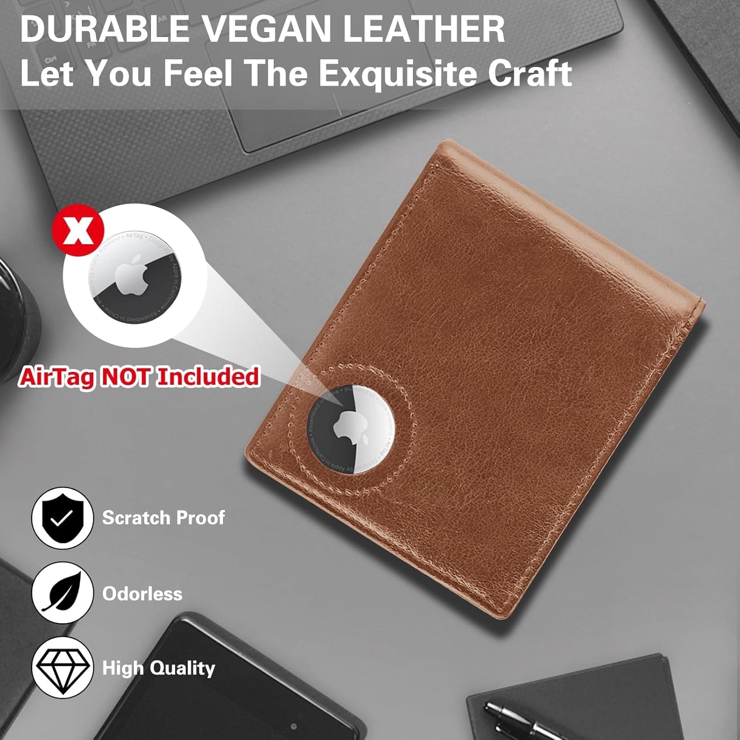 Slim Leather AirTag Wallet for Men – RFID Blocking Minimalist Design, Premium Leather Wallet with AirTag Holder, Perfect for Everyday Use - Abbycart