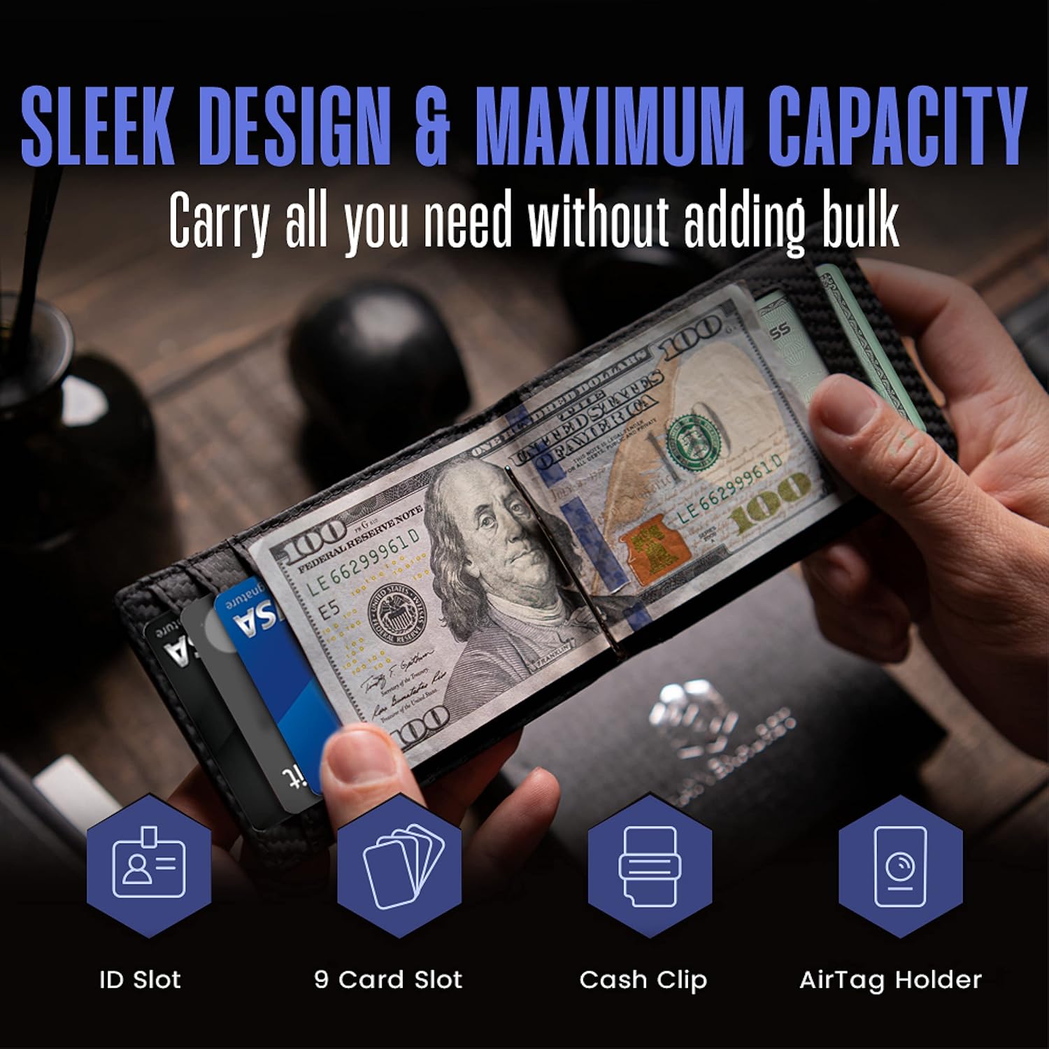 Slim Leather AirTag Wallet – RFID Blocking Bifold for Men - Abbycart