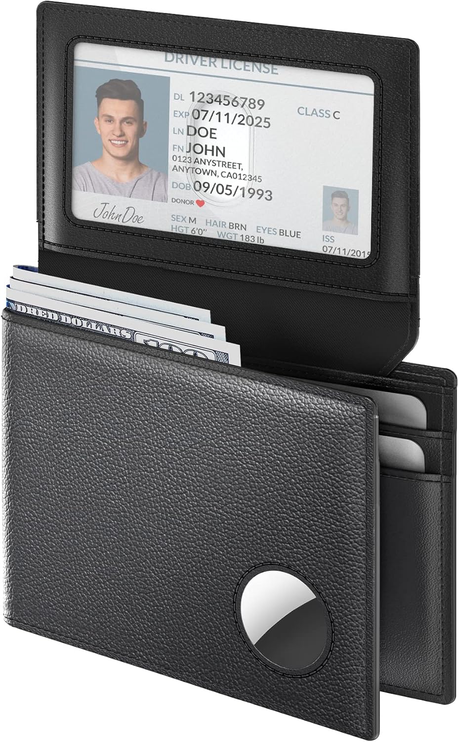 Slim Leather AirTag Wallet – RFID Blocking Bifold with 10 Card Slots, 17 - Card Capacity, and Gift - Ready Design for Men - Abbycart