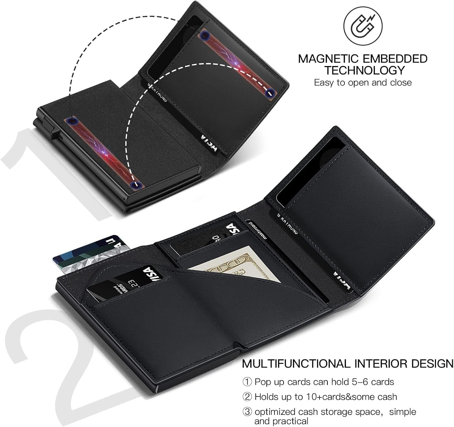 Slim Leather AirTag Wallet - RFID Blocking, Pop - Up Card Holder, Men’s Minimalist Wallet - Abbycart