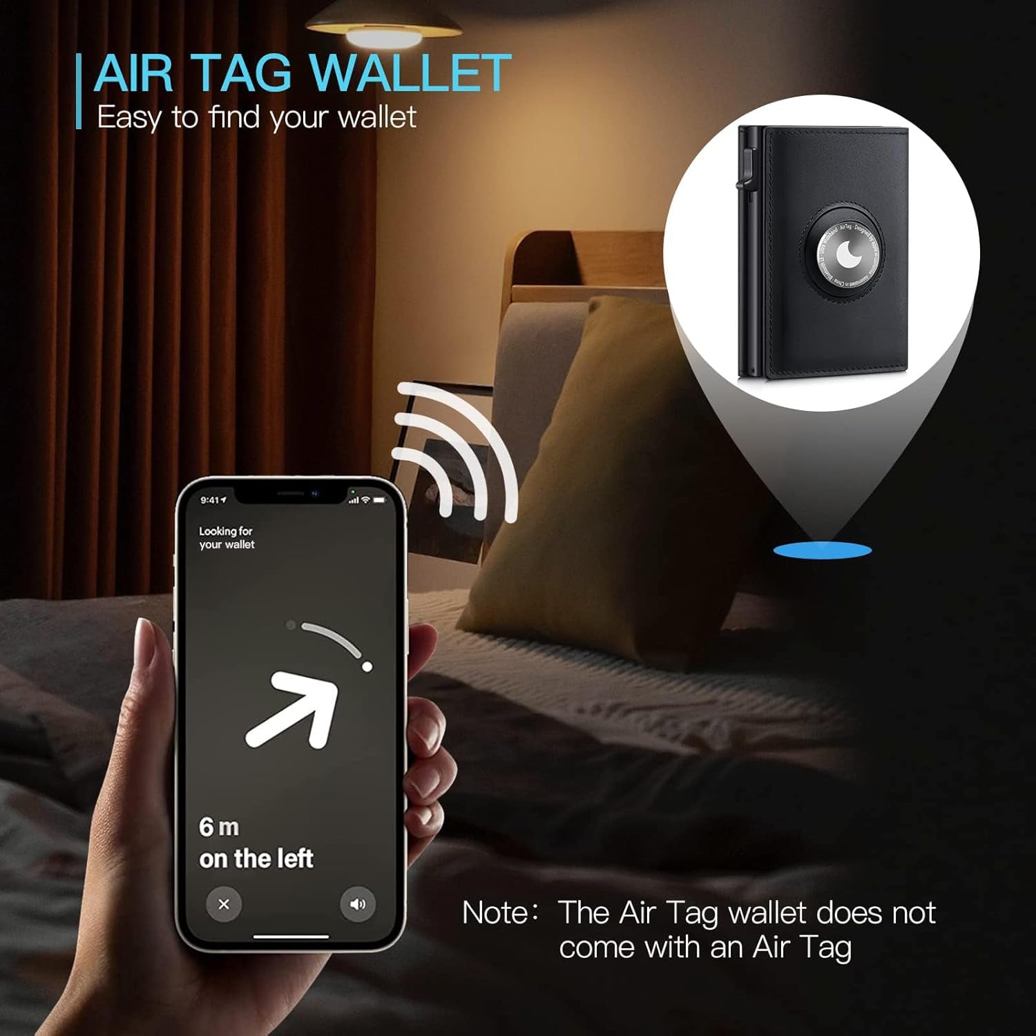 Slim Leather AirTag Wallet - RFID Blocking, Pop - Up Card Holder, Men’s Minimalist Wallet - Abbycart