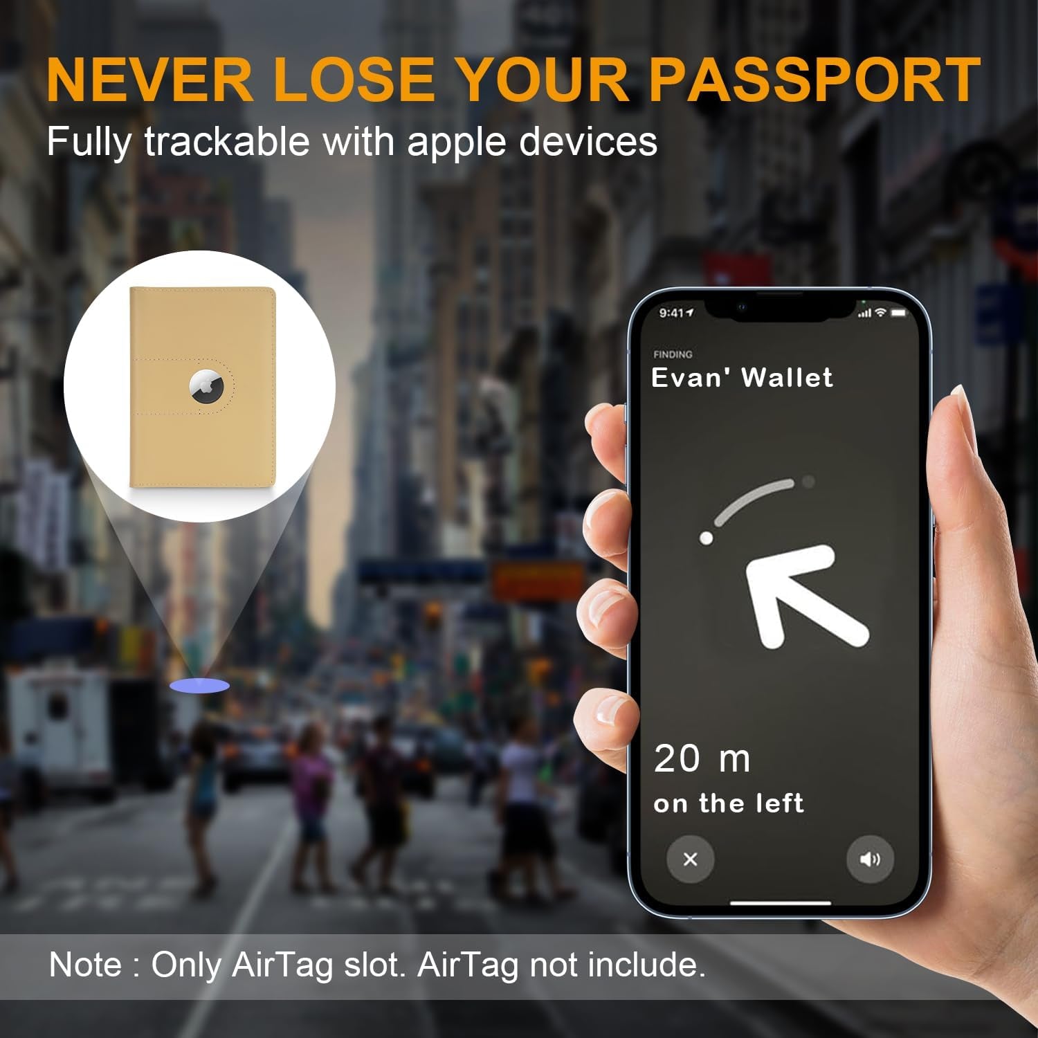 Slim Leather Passport Cover with AirTag Slot for Travelers - Abbycart