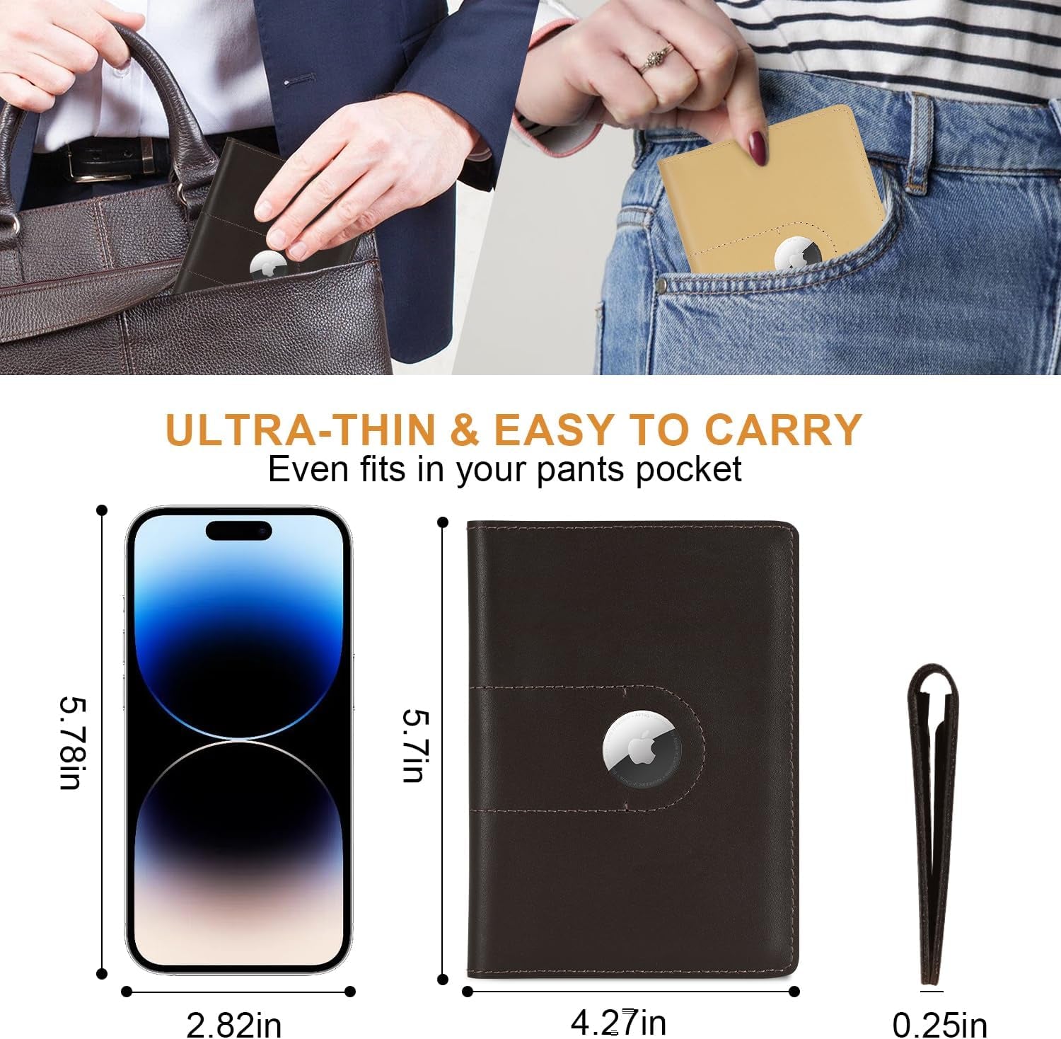 Slim Leather Passport Cover with AirTag Slot for Travelers - Abbycart