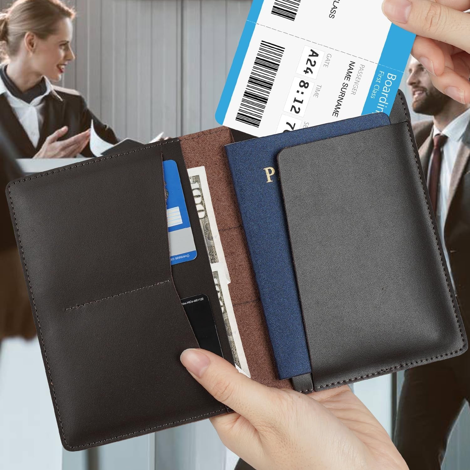 Slim Leather Passport Cover with AirTag Slot for Travelers - Abbycart