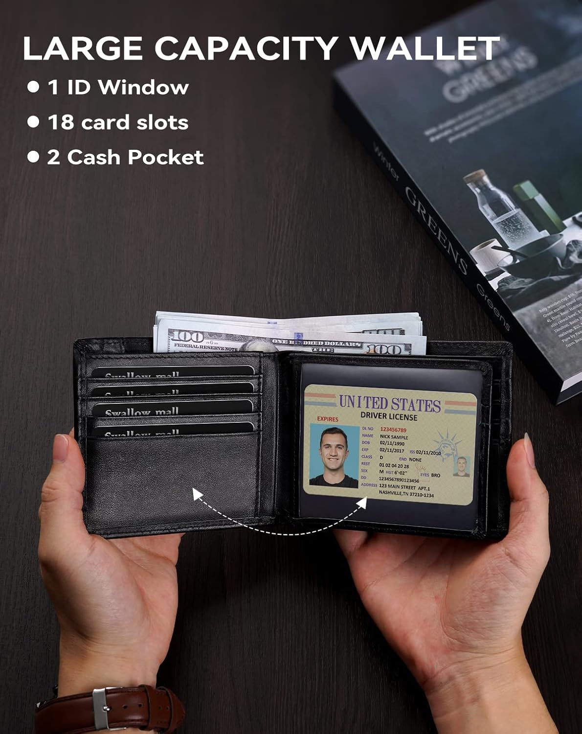 Slim Leather RFID Wallet for Men with 16 Card Slots - Abbycart