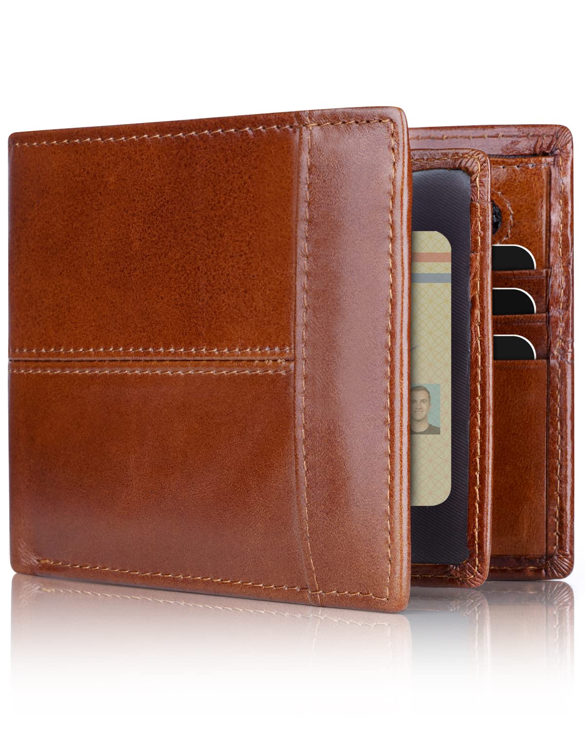 Slim Leather RFID Wallet for Men with 16 Card Slots - Abbycart