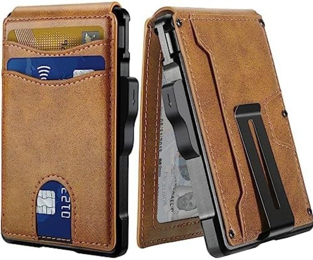 Slim Leather Wallet for Men RFID Bifold with Money Clip Holder