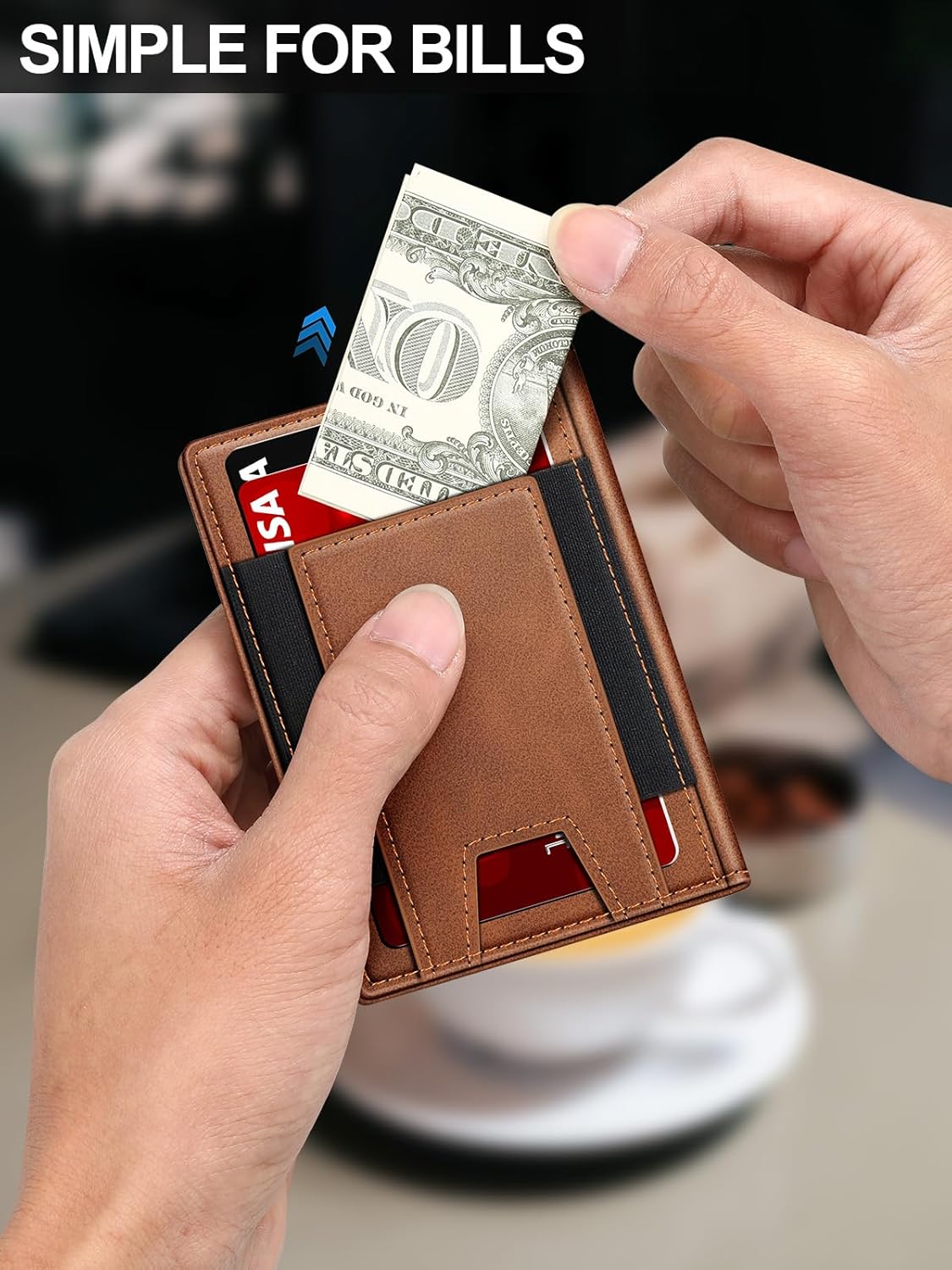Wallet for Men Slim Leather Wallets for 9-13 Cards, RFID Blocking Thin Card Holder Wallet with ID Window & Stretchable Cash Slot, Minimalist Bifold Small Wallet for Front Pocket, Birthday Gift for Men