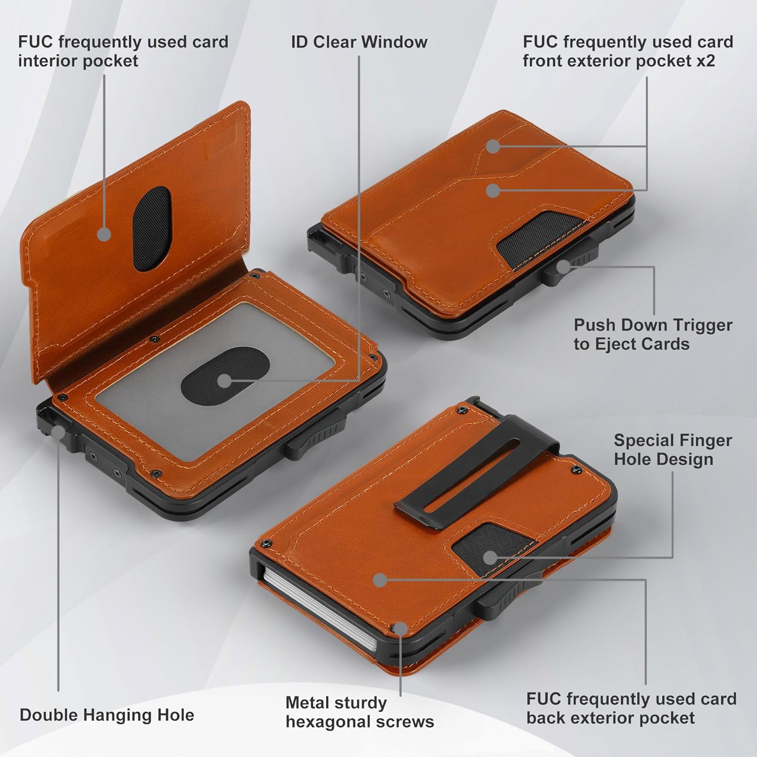 Slim Leather Wallet for Men with Pop - Up Card Holder & RFID - Abbycart