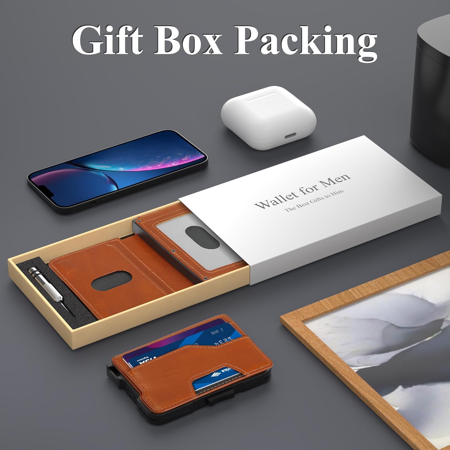 Slim Leather Wallet for Men with Pop - Up Card Holder & RFID - Abbycart