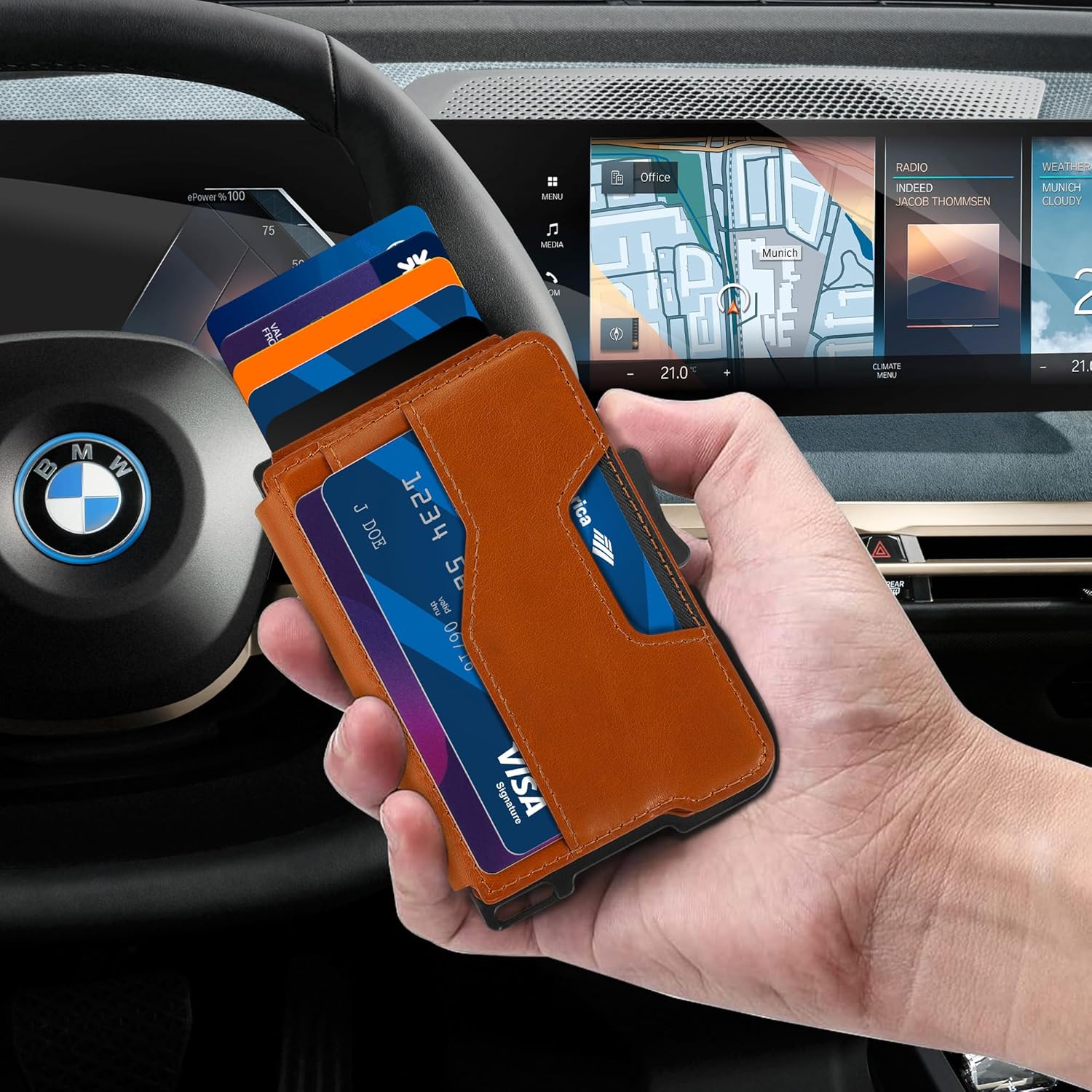 Slim Leather Wallet for Men with Pop - Up Card Holder & RFID - Abbycart