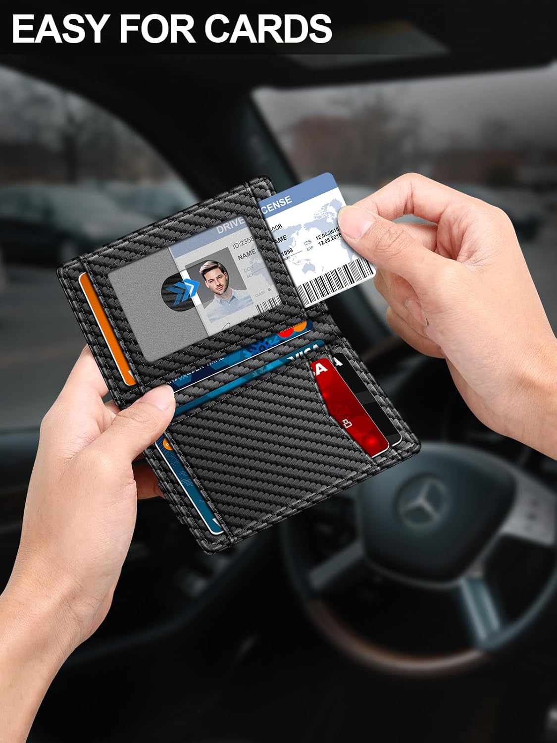 Slim Leather Wallet – RFID Blocking with Money Clip & ID Window - Abbycart