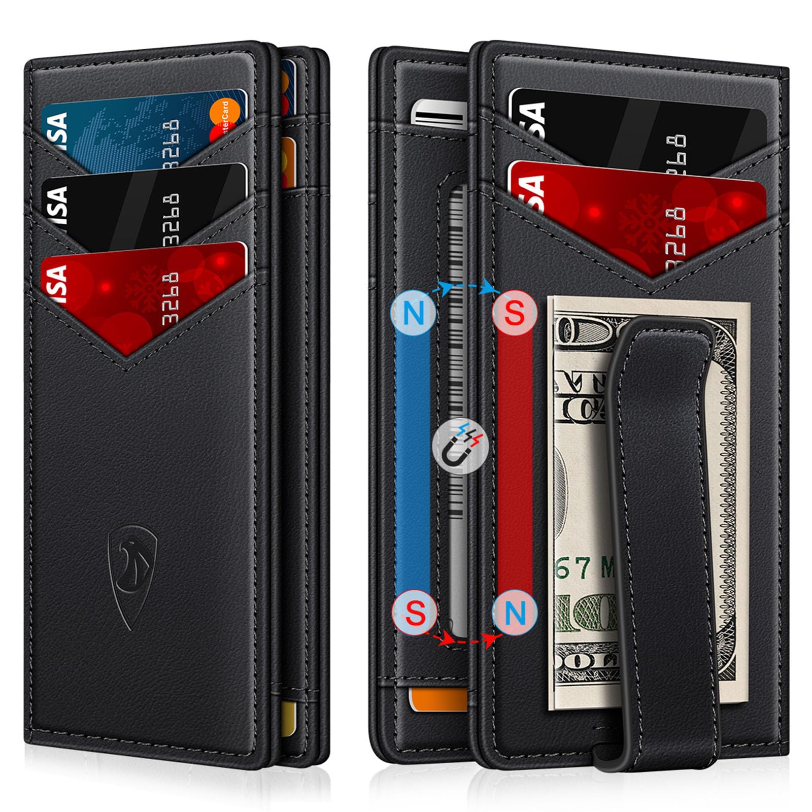 Slim Leather Wallet – RFID Blocking with Money Clip & ID Window - Abbycart