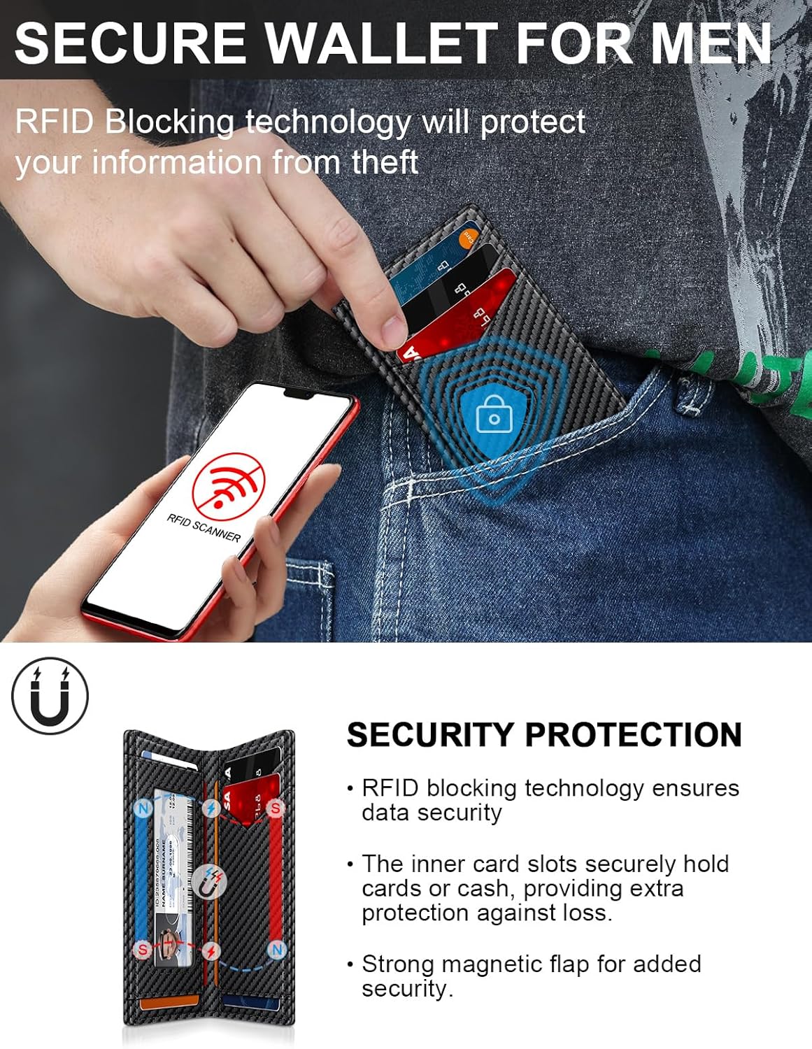 Slim Leather Wallet – RFID Blocking with Money Clip & ID Window - Abbycart