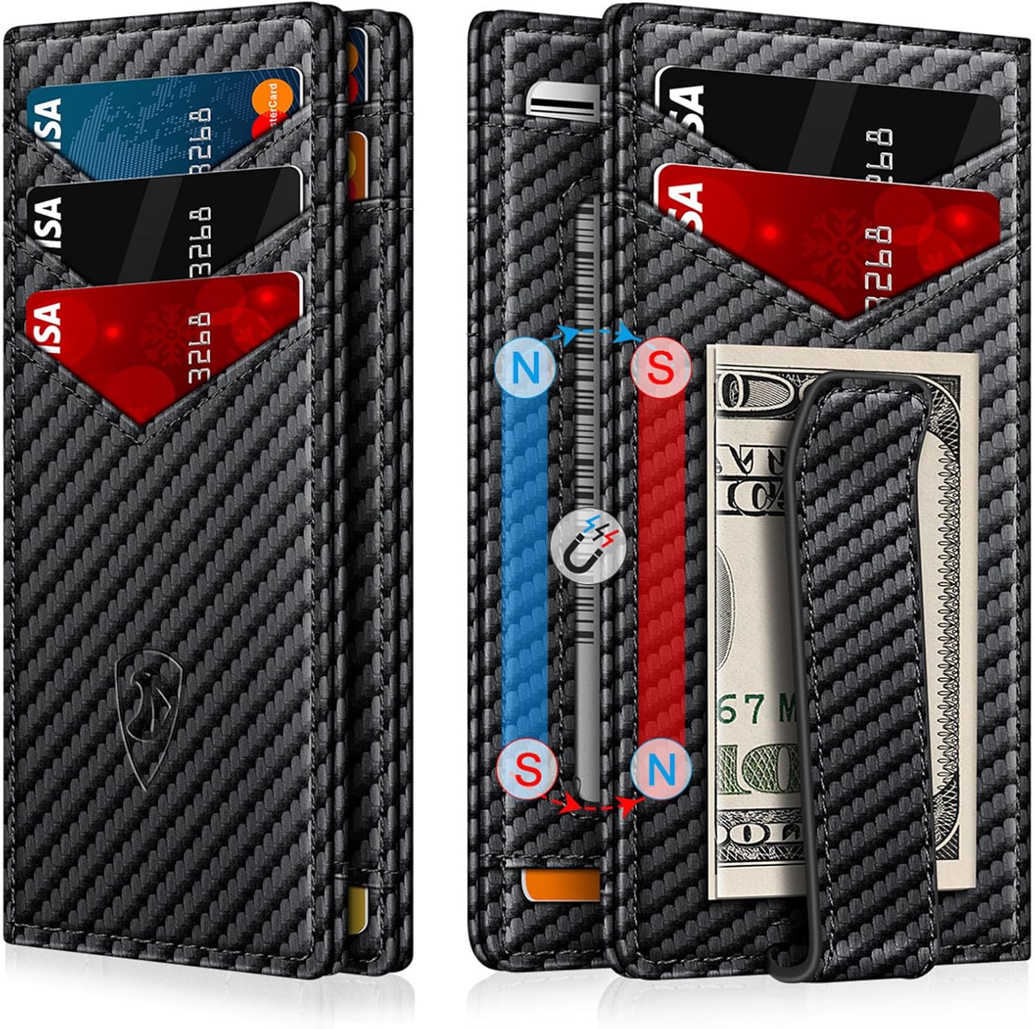 Slim Leather Wallet – RFID Blocking with Money Clip & ID Window - Abbycart