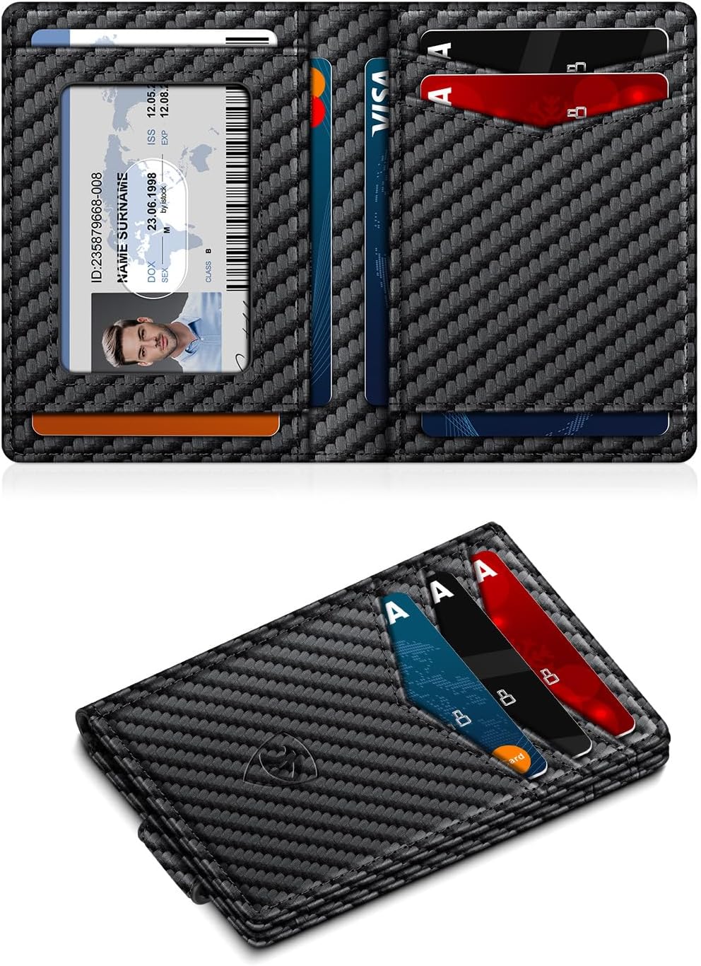 Slim Leather Wallet – RFID Blocking with Money Clip & ID Window - Abbycart