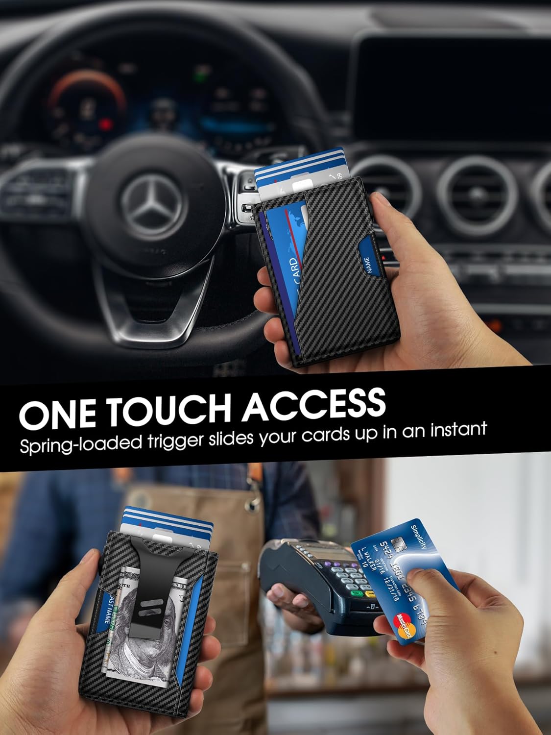 Slim Minimalist Men's Wallet with Money Clip – RFID Blocking, Holds 9 - 13 Cards - Abbycart