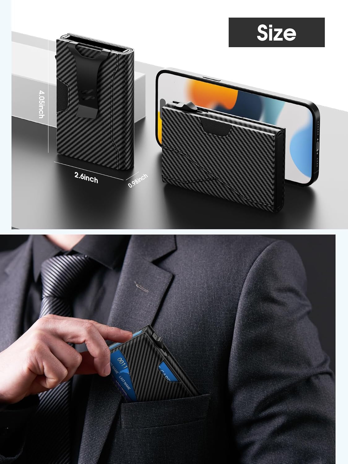 Slim Minimalist Men's Wallet with Money Clip – RFID Blocking, Holds 9 - 13 Cards - Abbycart