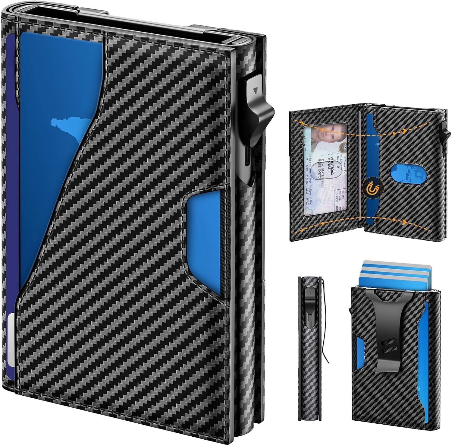 Slim Minimalist Men's Wallet with Money Clip – RFID Blocking, Holds 9 - 13 Cards - Abbycart