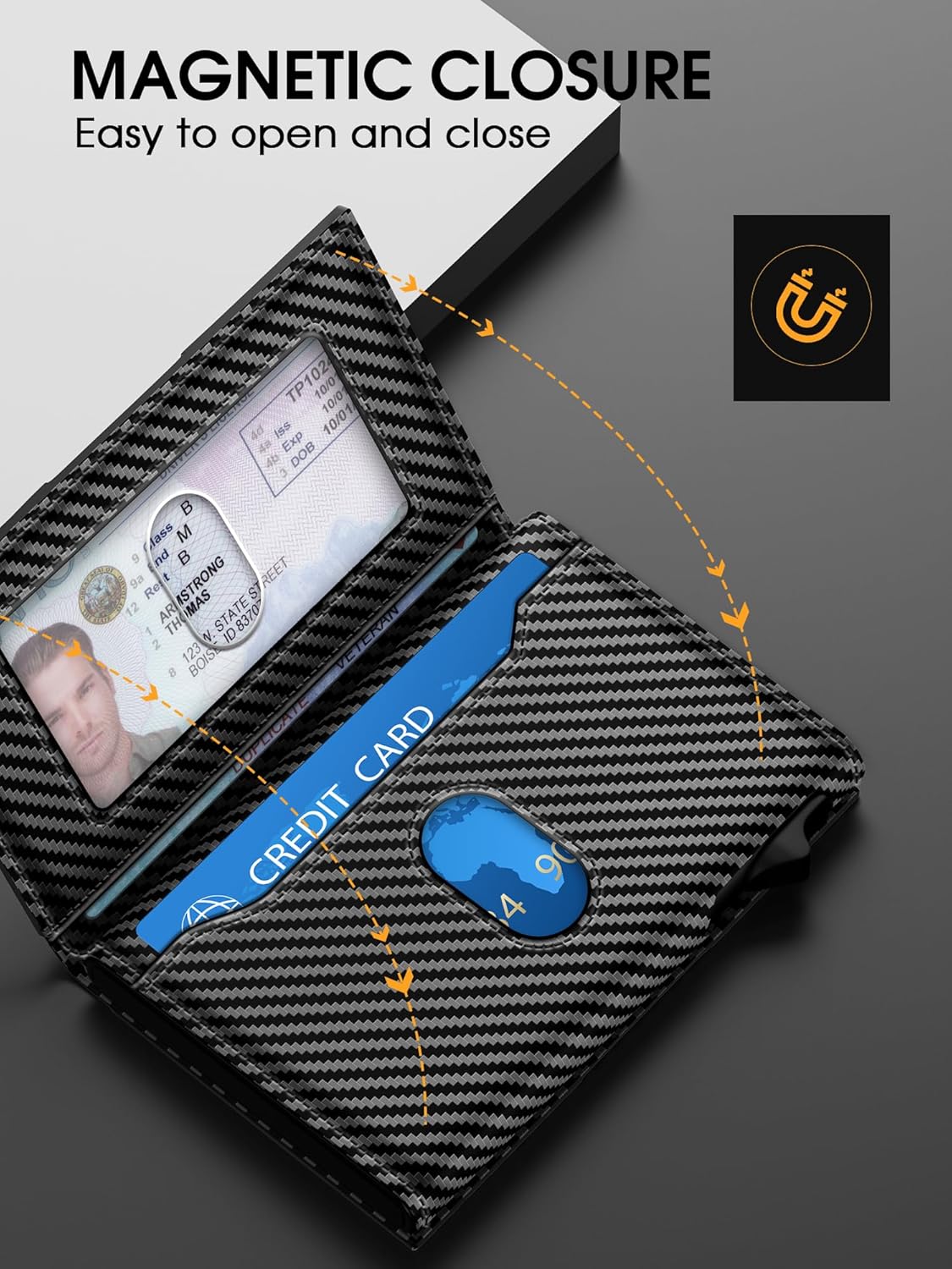 Slim Minimalist Men's Wallet with Money Clip – RFID Blocking, Holds 9 - 13 Cards - Abbycart