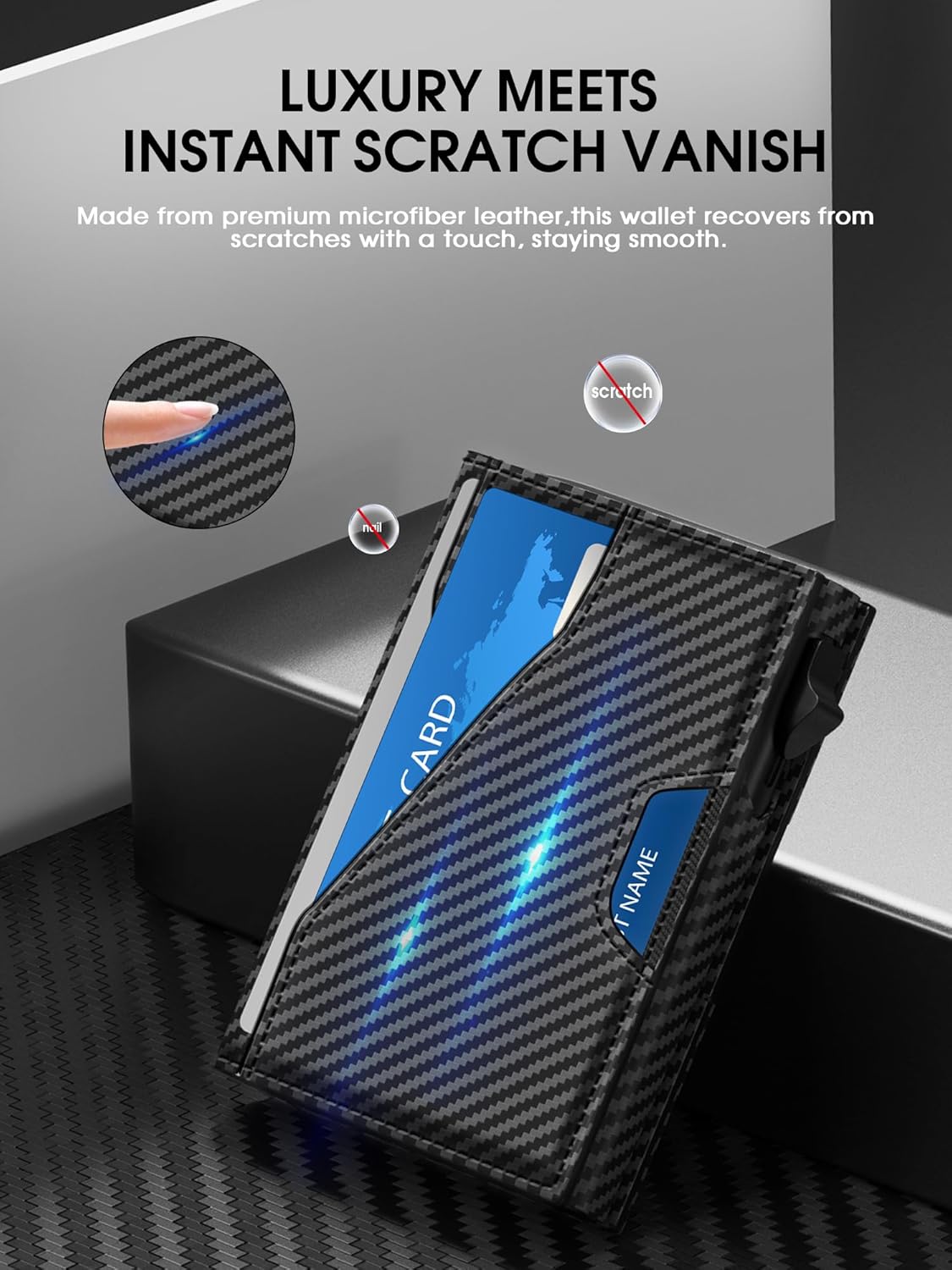 Slim Minimalist Men's Wallet with Money Clip – RFID Blocking, Holds 9 - 13 Cards - Abbycart