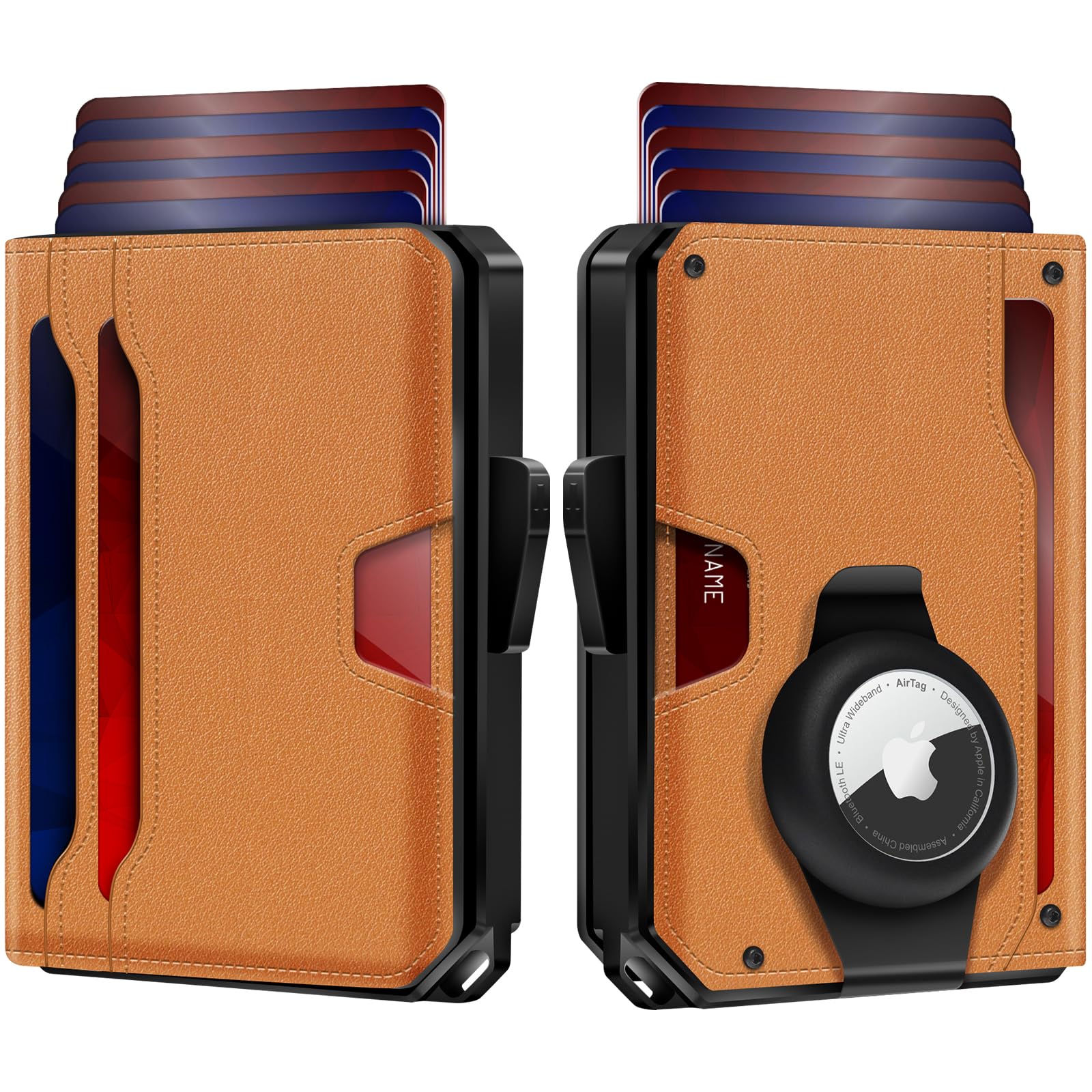 Slim RFID AirTag Wallet for Men – Leather Pop Up Card Holder Clip - Abbycart