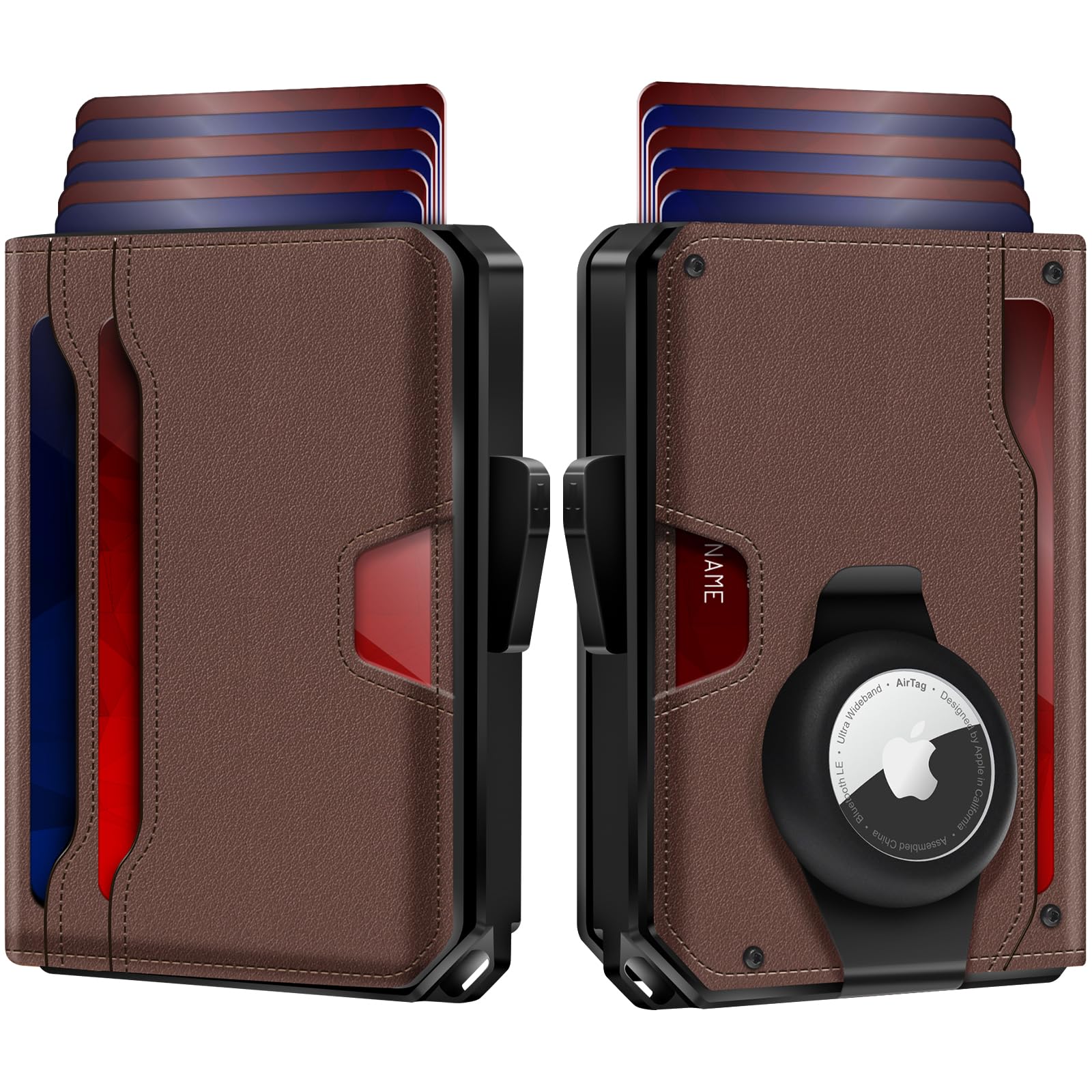 Slim RFID AirTag Wallet for Men – Leather Pop Up Card Holder Clip - Abbycart